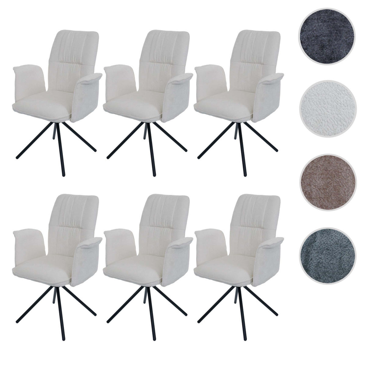 ESSZIMMERSTUHL Cremeweiß 6er-Set - Weiß, Textil (70/94/60cm) - MCW