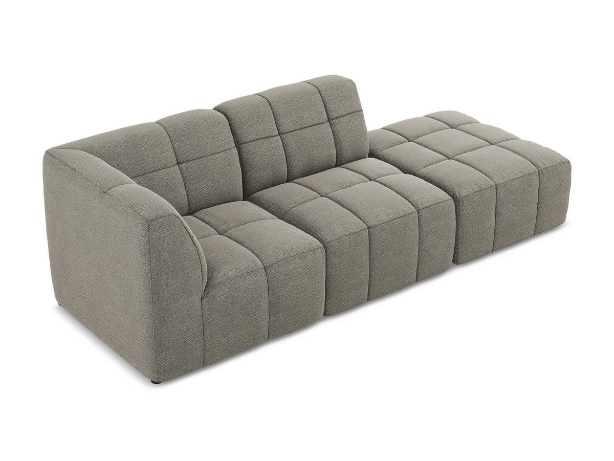 ECKSOFA Rechts Bouclé Stoff Beige - Sandfarben/Schwarz, Holzwerkstoff/Kunststoff (240/90cm) - Makamii