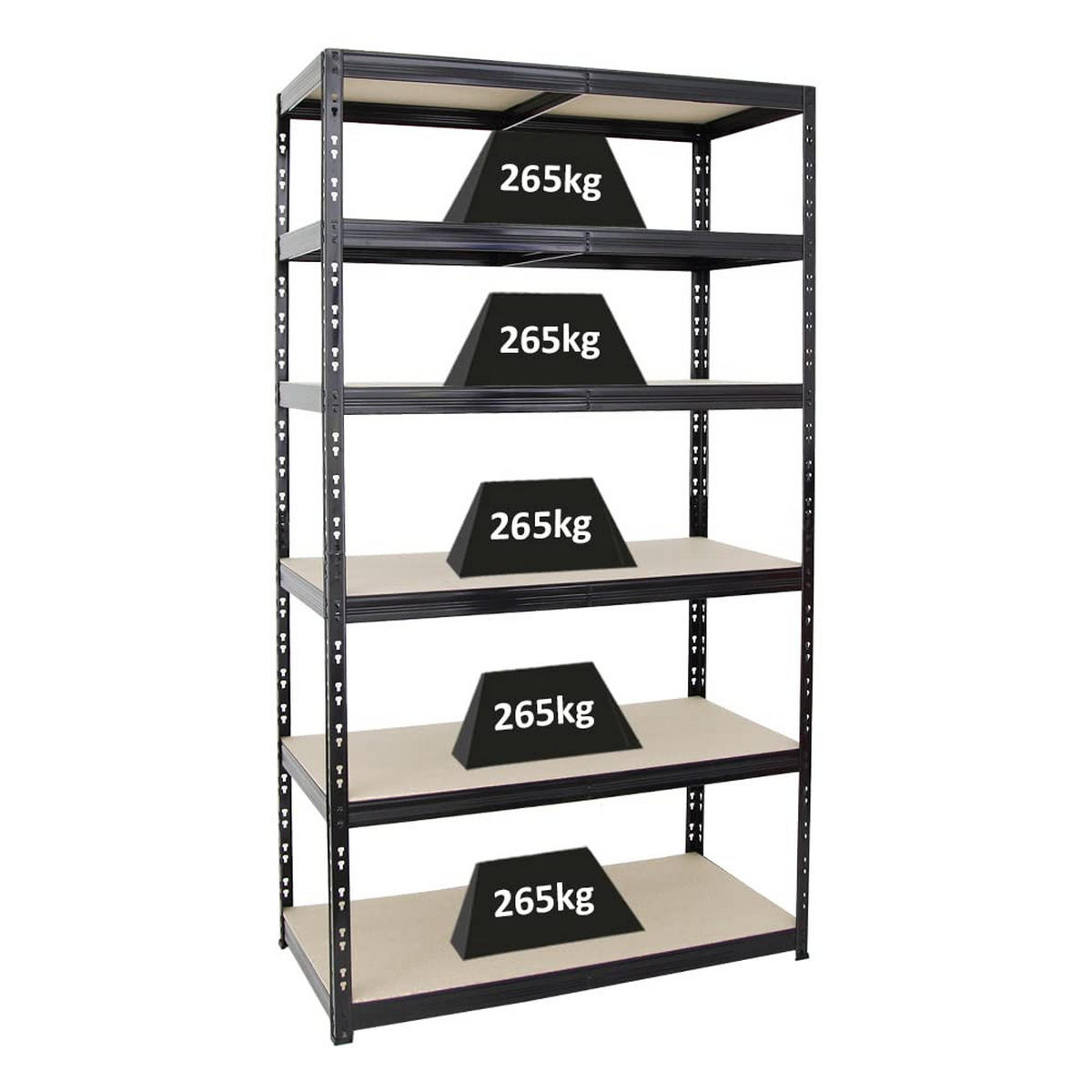 SCHWERLASTREGAL Giant Tiger XL 220x120x60 cm Fachlast 265 kg 6-Ebenen Schwarz - Schwarz, Metall (120/220/60cm) - PROREGAL