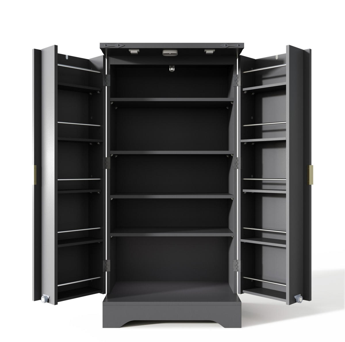 HIGHBOARD 100/40/200 cm mit Schubladen, Glastüren und ausziehbarer Ablage aus MDF, Weiß/Natur - Hellbraun/Weiß, Holzwerkstoff (100/200/40cm) - Redom