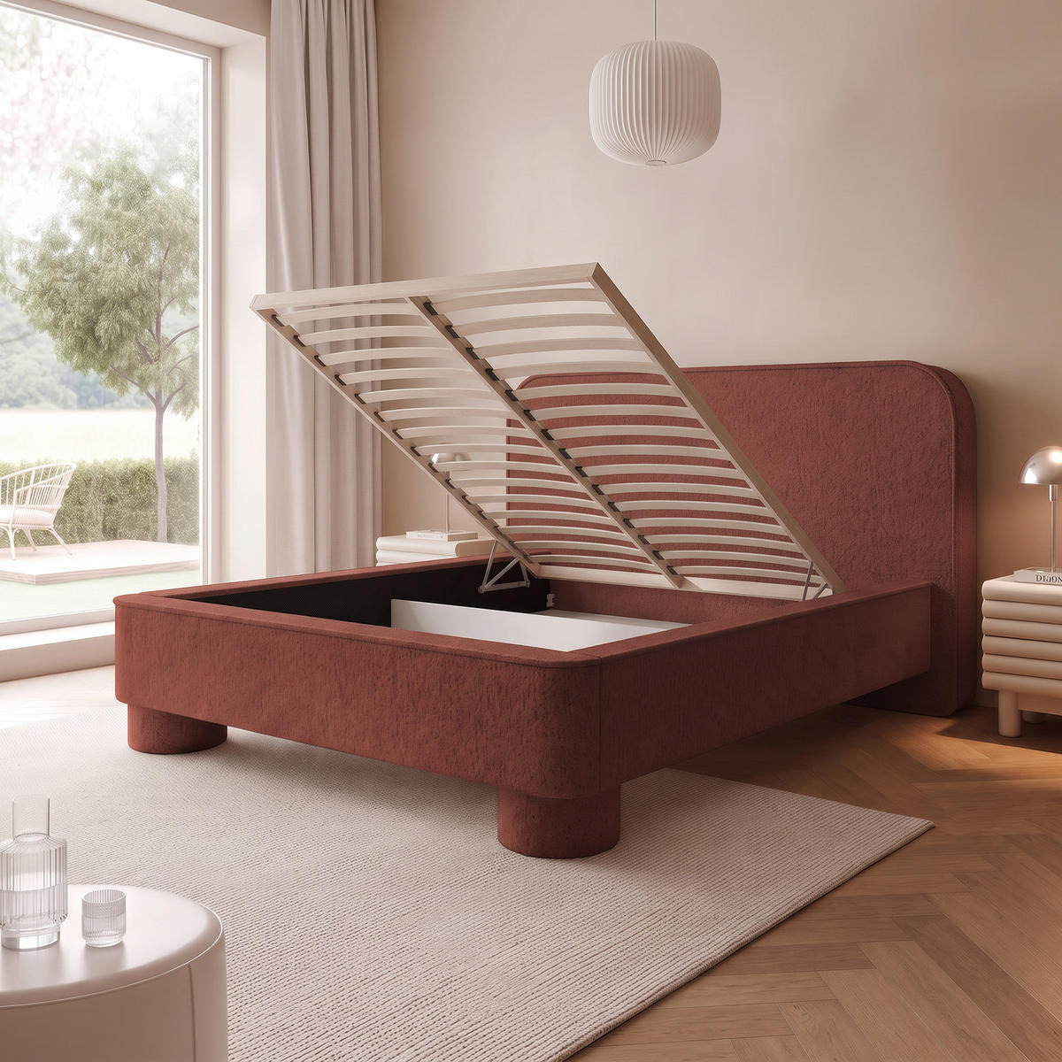 POLSTERBETT SALNUK 120x200 cm, Rot - Rot, Textil (200/120cm) - Fedve