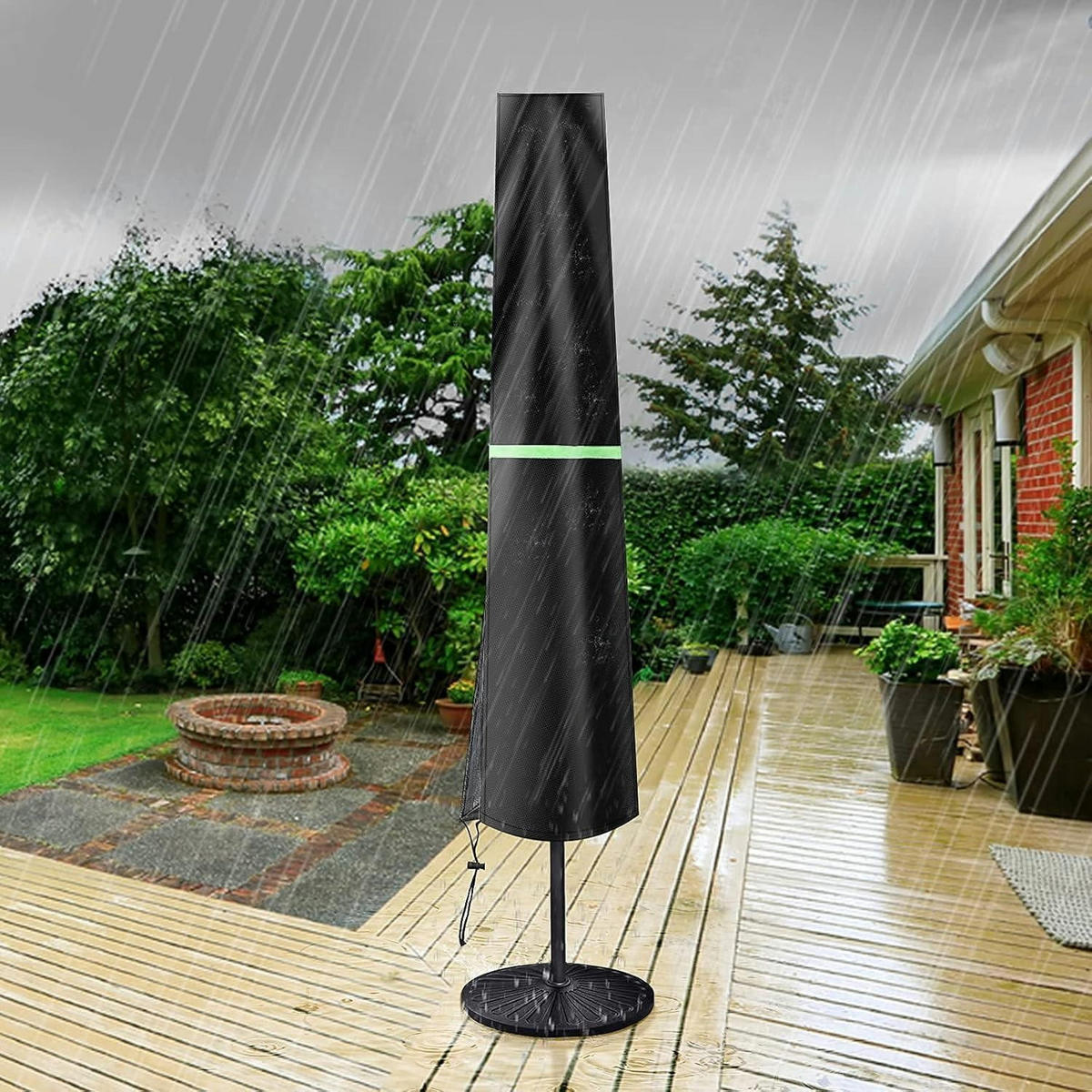 SONNENSCHIRMHÜLLE für Ampelschirme 190 cm wetterfest - Schwarz, Kunststoff (50/50/244cm)