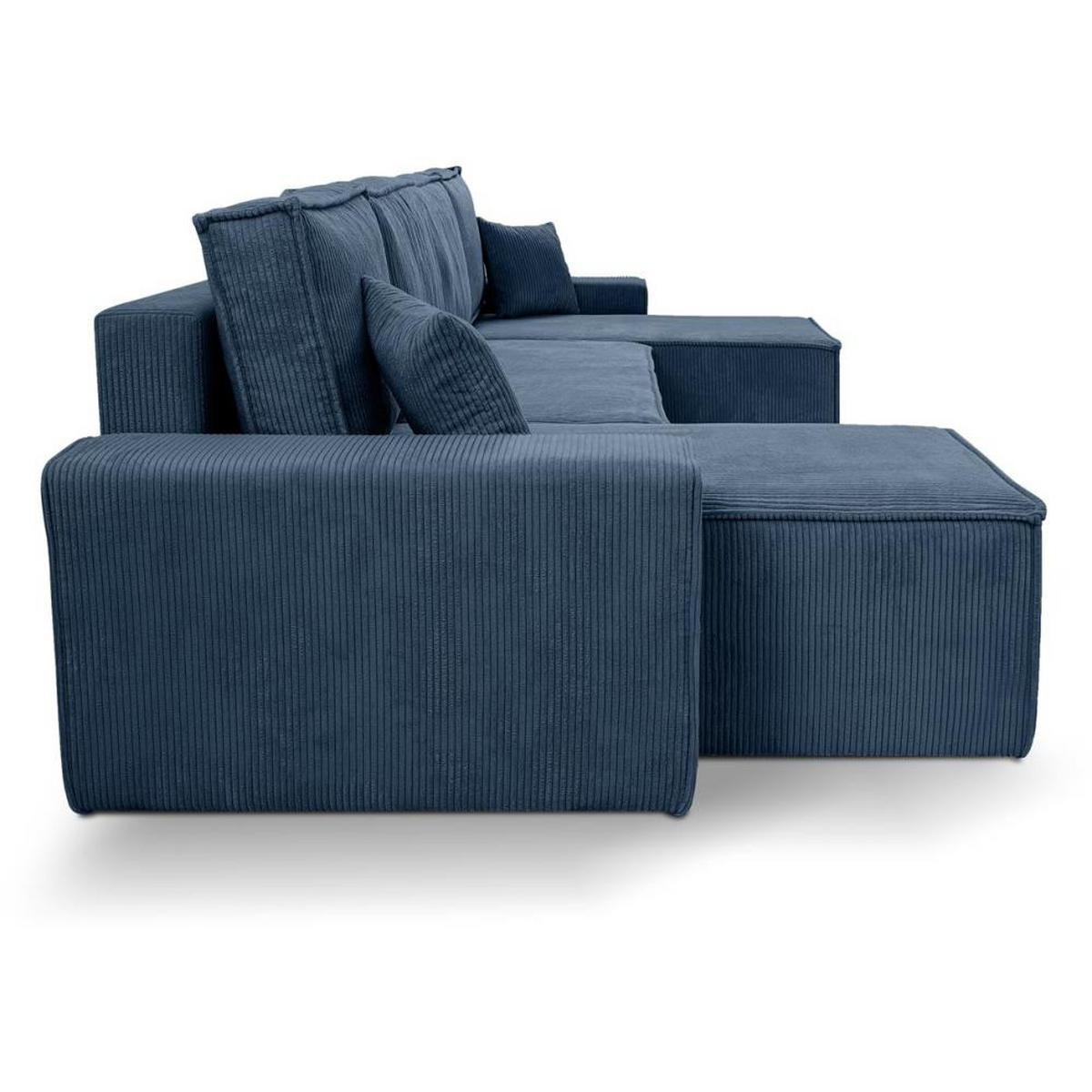WOHNLANDSCHAFT Hektor U mit Schlaffunktion dunkelblau - Schwarz/Dunkelblau, Kunststoff/Textil (318/94/152cm) - Beautysofa