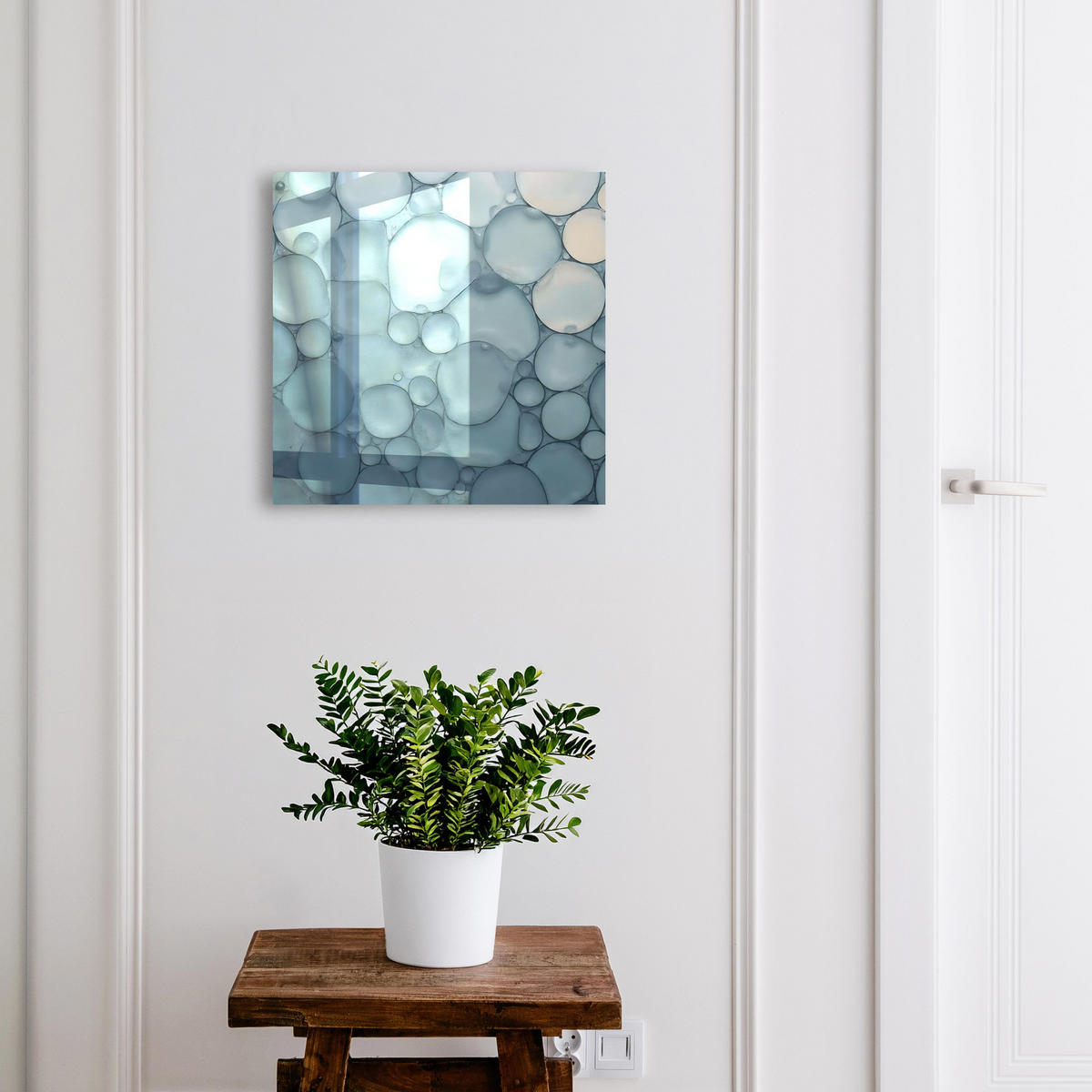 SCHLÜSSELBOX Schwarz 30x30 cm- Türöffnung nach rechts - Blaue Blasen - Blau, Metall (30/30/5cm) - TULUP