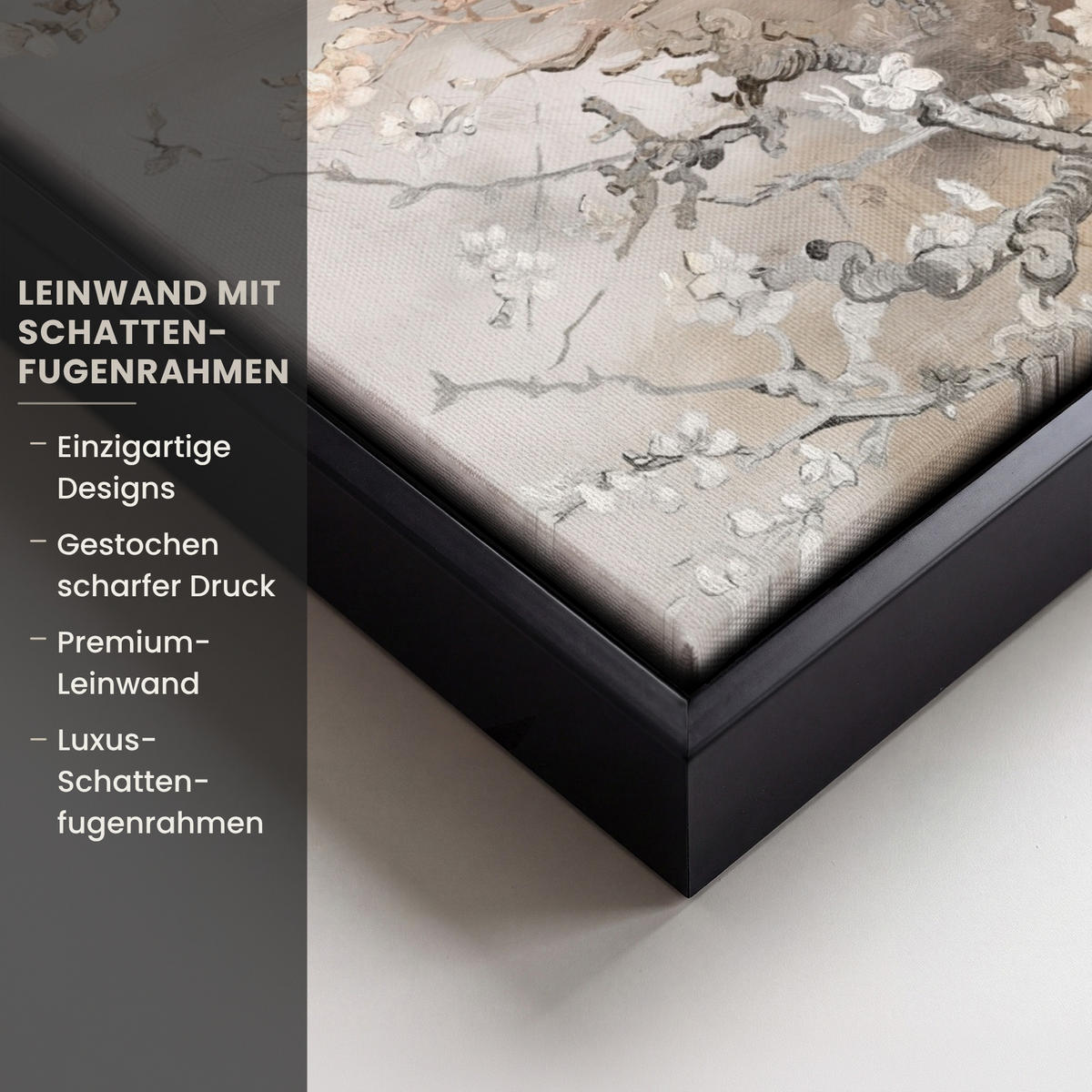 LEINWAND Bilder mit Rahmen - Mandelblüte - Kunst - Van Gogh - Beige - Abstrakt - 30x20 - Braun, Textil (30/20cm) - MuchoWow