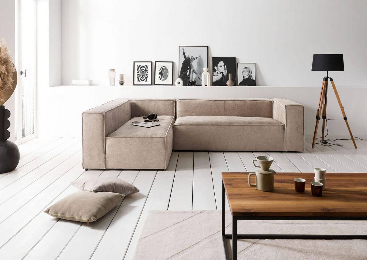 ECKSOFA modular 175x92x64 beige BRUGGE - Beige, Textil (175/92cm) - Massivmoebel24