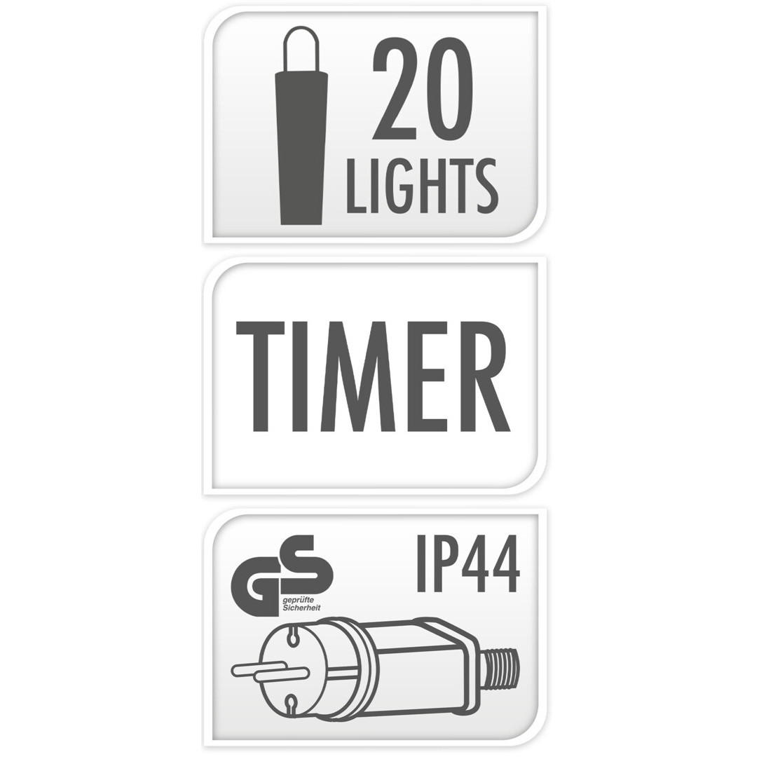 LED-LICHTERKETTE 10 Lichter - Schwarz, Kunststoff (500cm)
