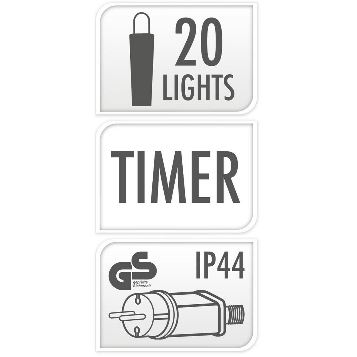 LED-LICHTERKETTE 10 Lichter - Schwarz, Kunststoff (500cm)