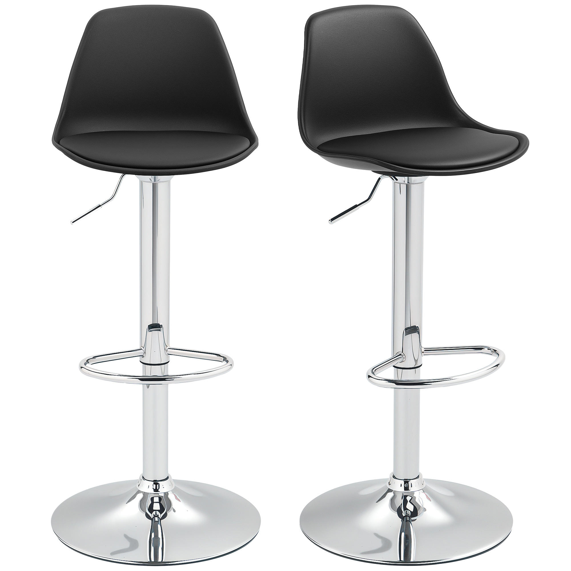 BARHOCKER Chase Schwarz 2er-Set höhenverstellbar 41/42 cm - Schwarz, Leder/Kunststoff (42/82/41cm) - Jamb
