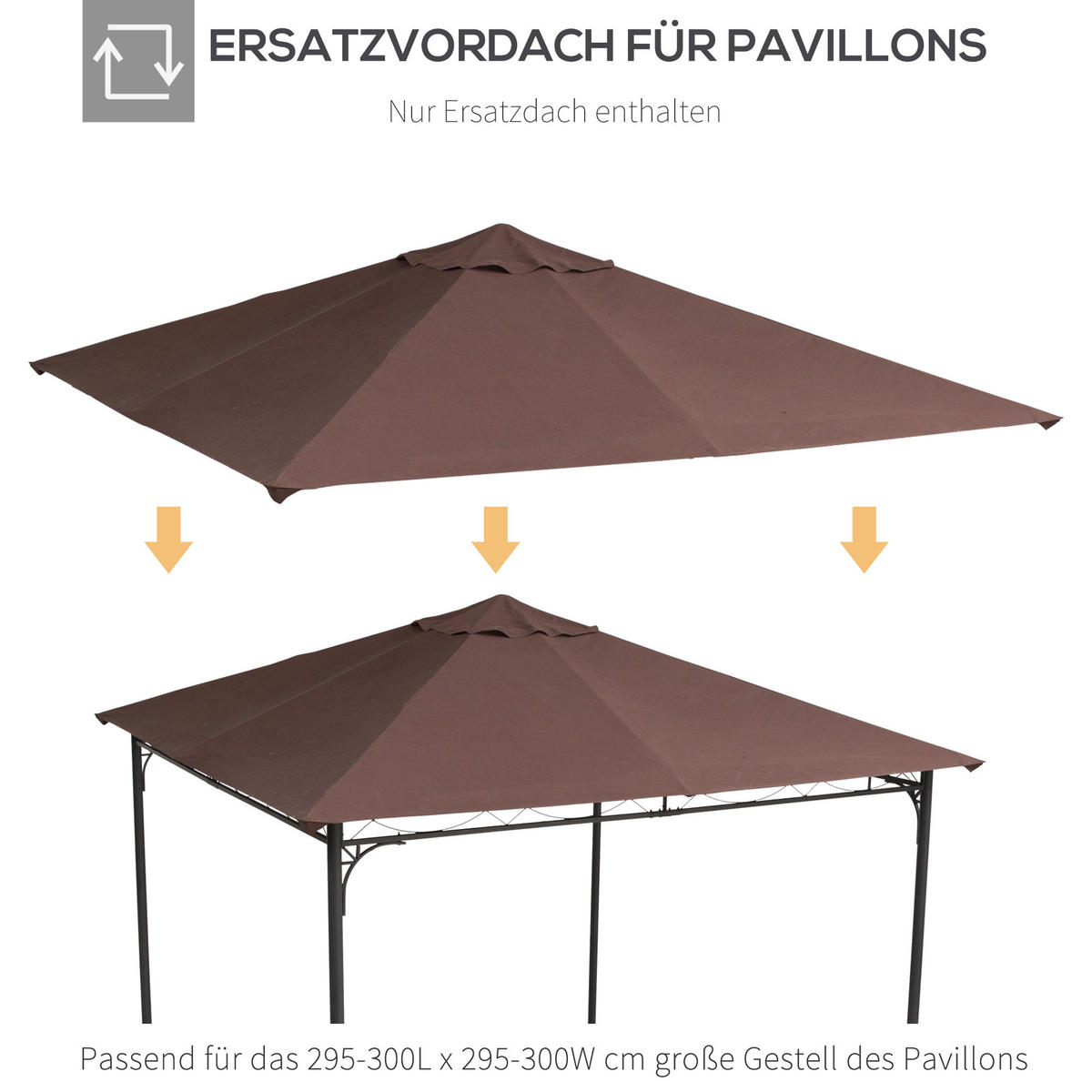 PAVILLONDACH, Sonnenschutz, Kaffee - Braun, Kunststoff (295/18/298cm) - Outsunny