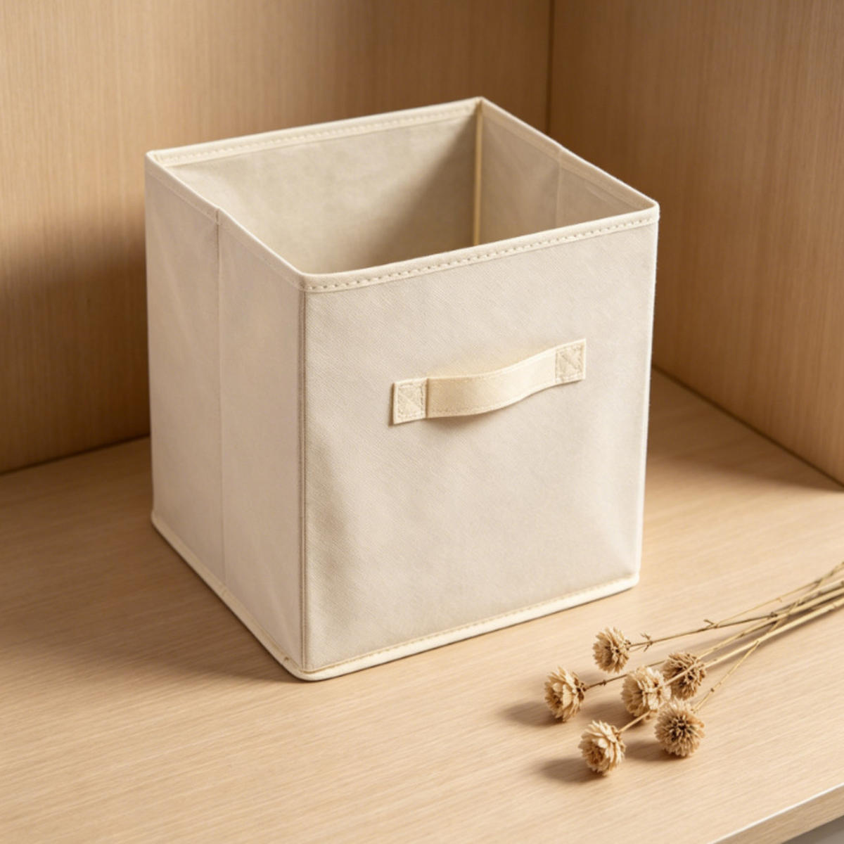 AUFBEWAHRUNGSKORB, Vliesstoff, Beige, 25 x 25 x 25 cm - Beige, Textil (25/25cm) - Weltevree