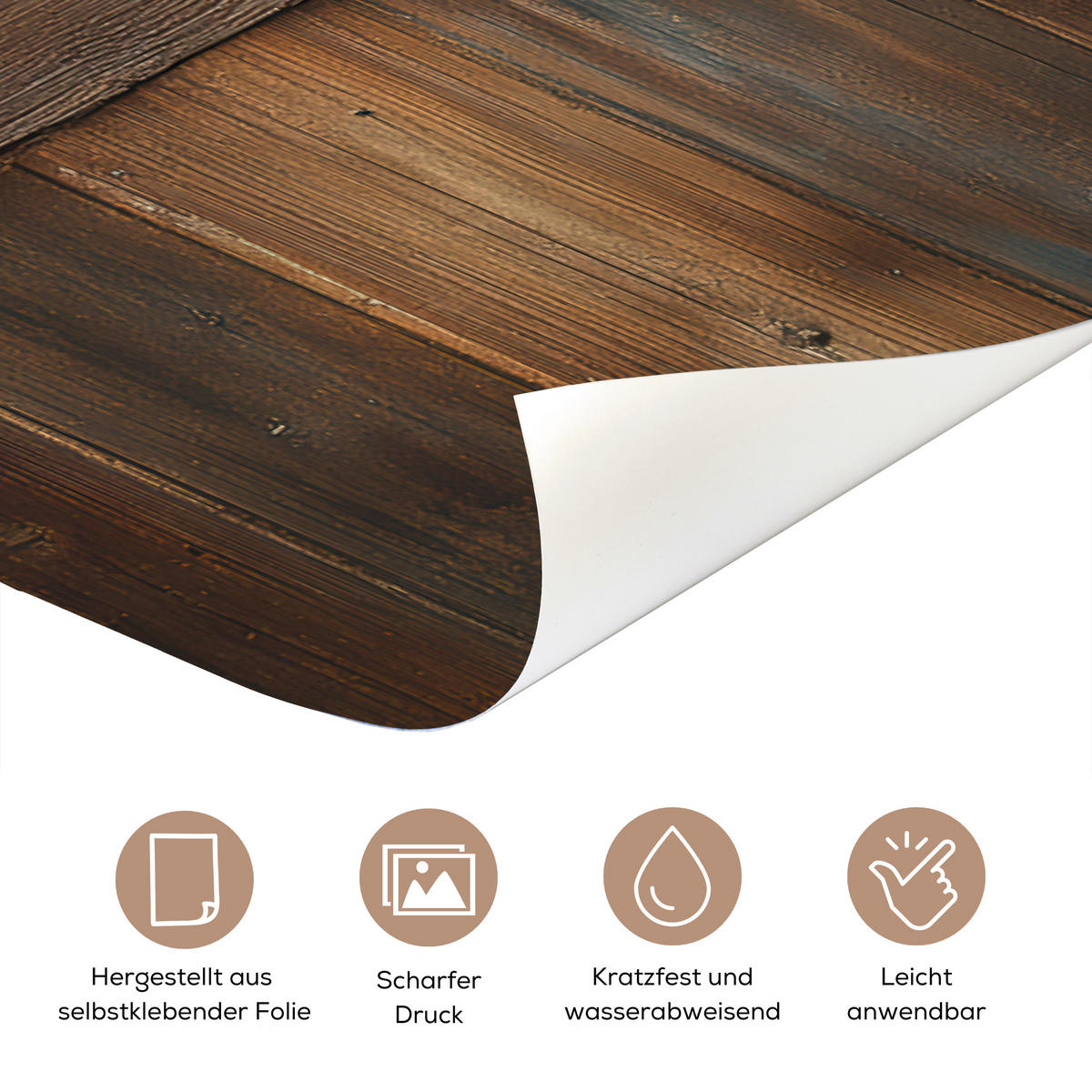 NÁLEPKA NA DVERE Krava - okno - drevo - zvieratá 90x215 cm - farba wenge, plast (90/0.1cm) - MuchoWow
