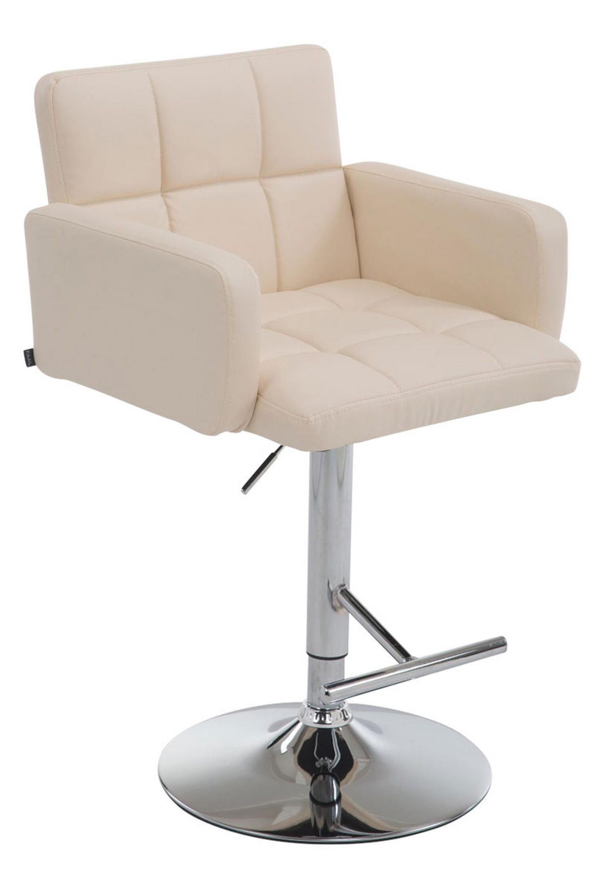 BARHOCKER Lausanne, Gestell Metall in Chromoptik, Kunstleder Creme - Chromfarben/Creme, Kunststoff/Textil (60/100/56cm) - TPFLiving