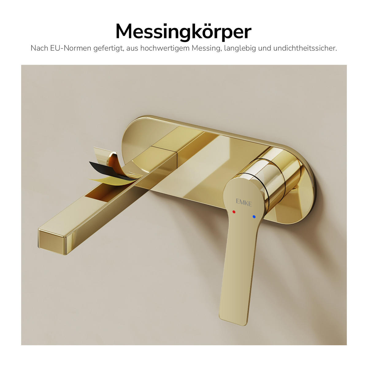 WASCHTISCHARMATUR mit Luftsprudler Messing Champagnergold - Goldfarben, Metall (21/7/28.8cm) - EMKE