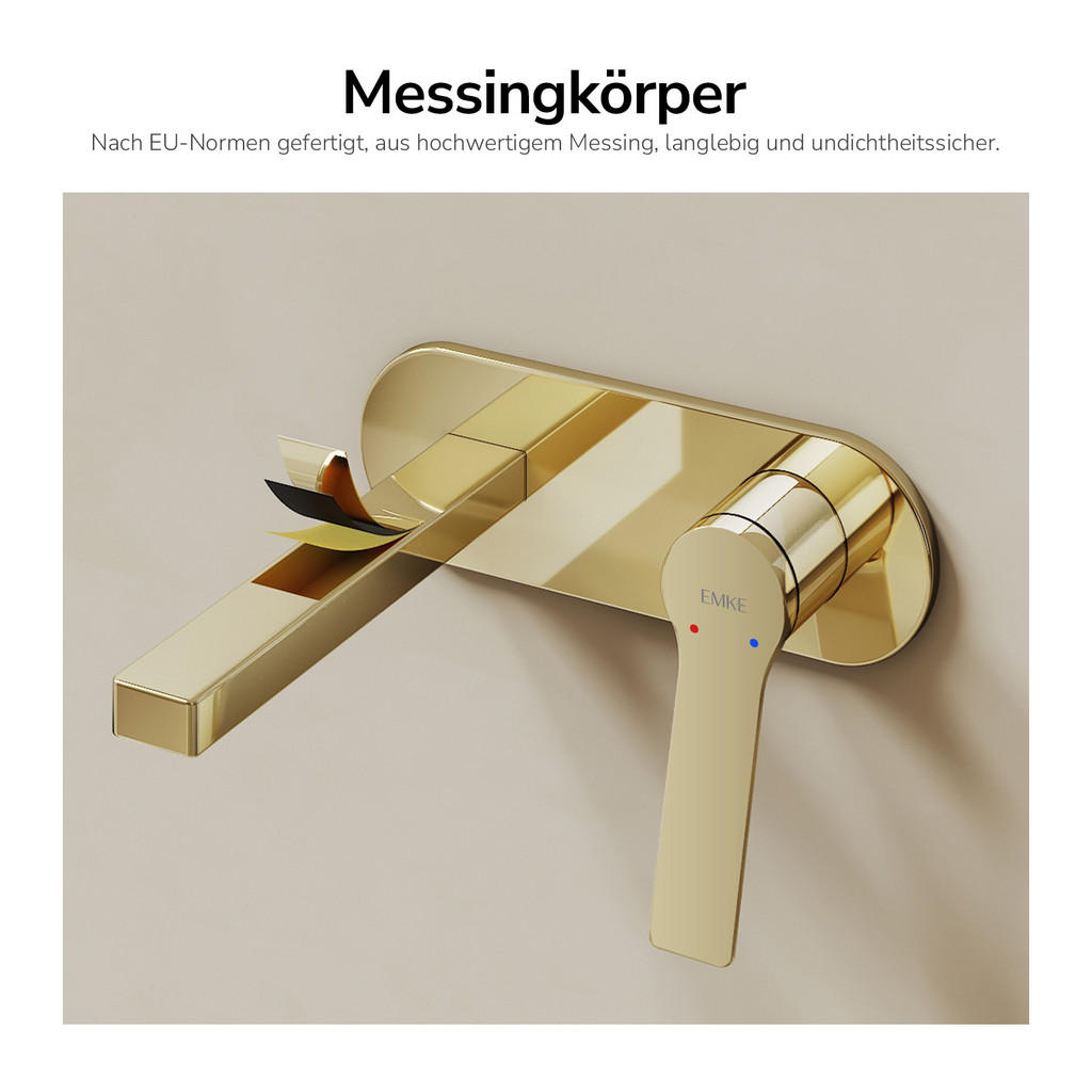 Thumbnail - Emke Waschtischarmatur, Roségold, Metall, Freiform, 21x7x28.8 cm, Badezimmer, Waschbecken & Armaturen, Badarmaturen