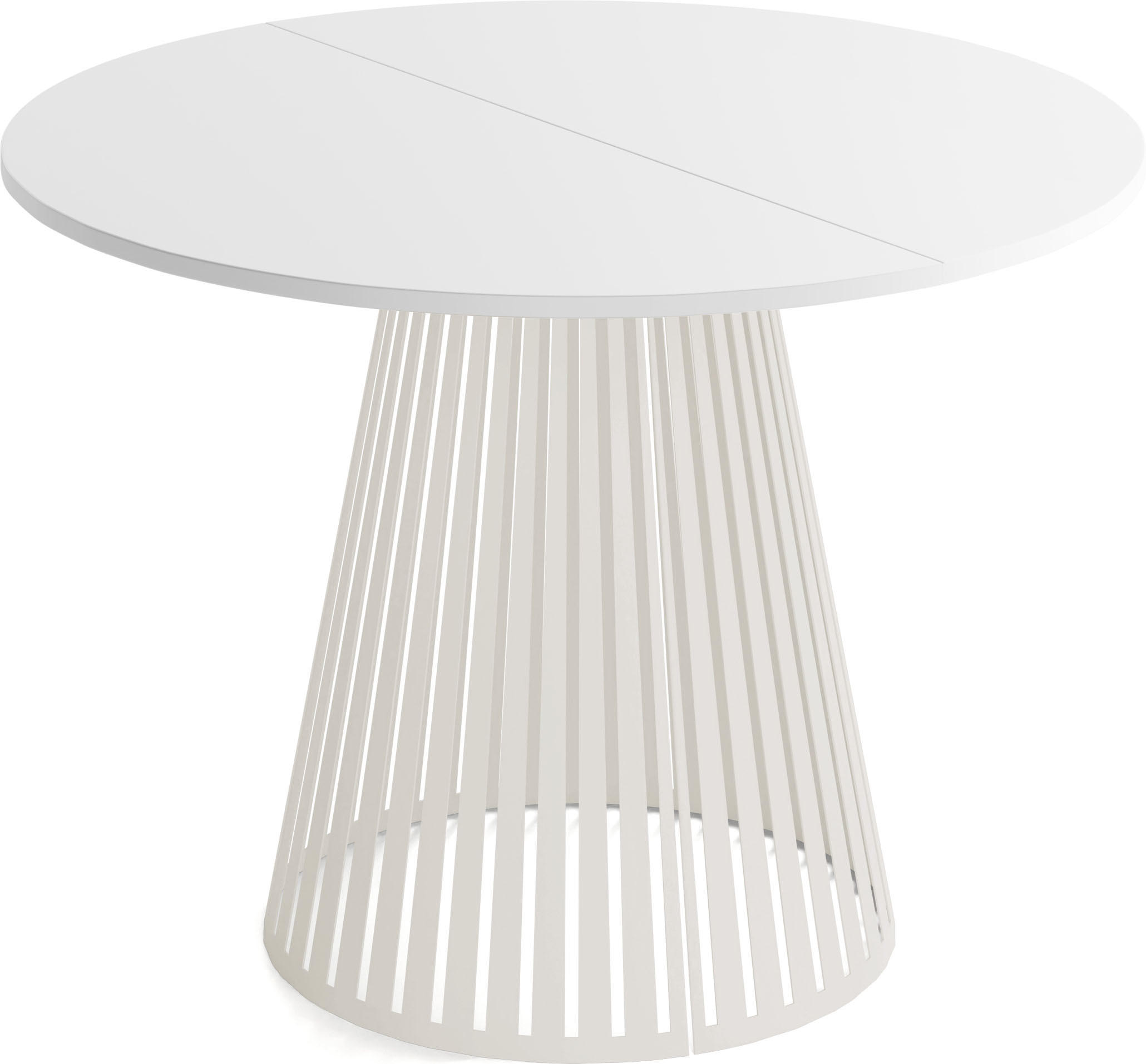ESSTISCH Naro rund ausziehbar mit Lamellen-Metallgestell in Beige Kaschmir, Weiß 120-200/120/76 cm - Kaschmir/Weiß, Holzwerkstoff/Metall (120/120/76cm) - WFL GROUP