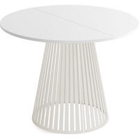 ESSTISCH Naro rund ausziehbar mit Lamellen-Metallgestell in Beige Kaschmir, Weiß 120-200/120/76 cm - Kaschmir/Weiß, Holzwerkstoff/Metall (120/120/76cm) - WFL GROUP