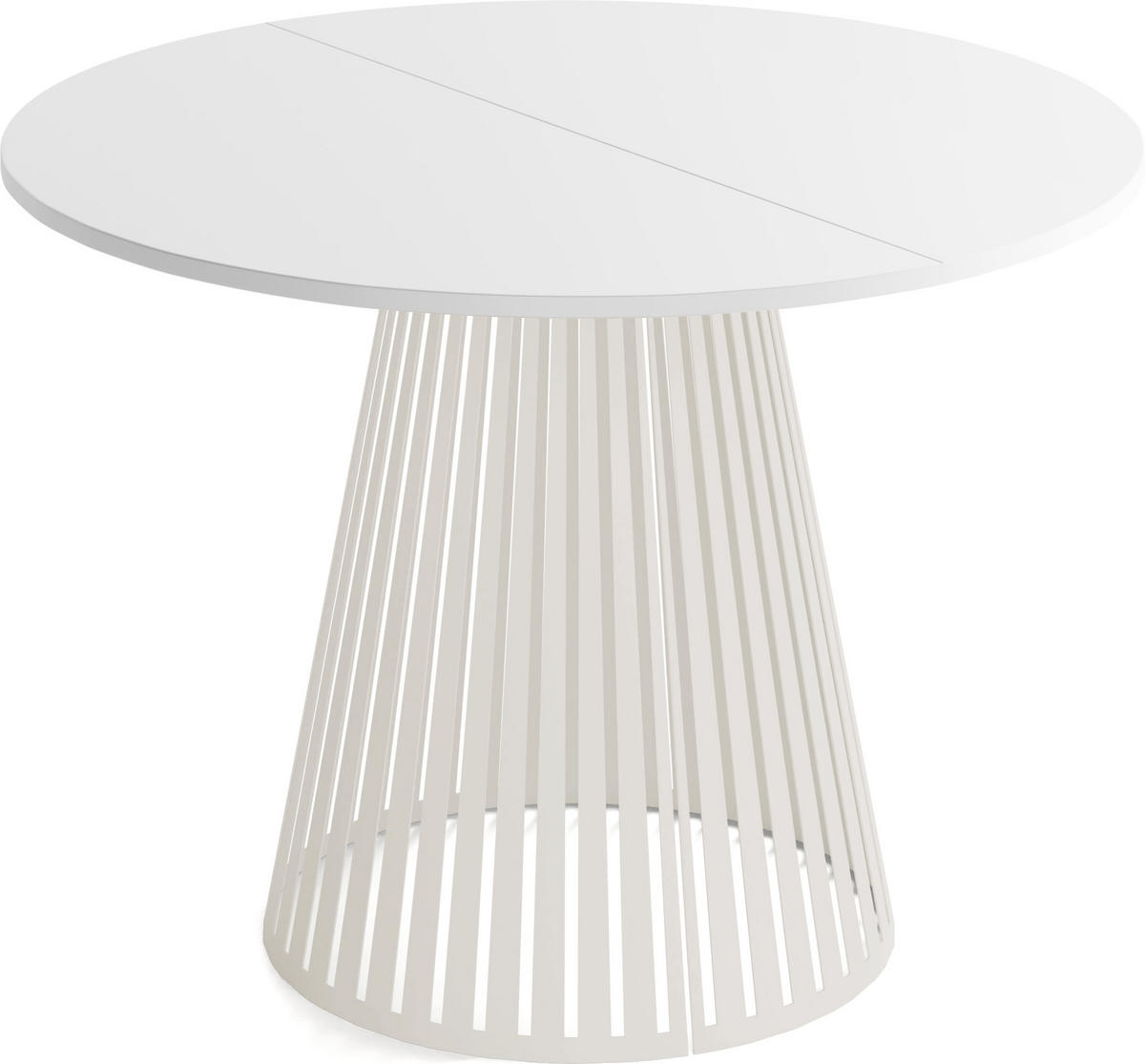 ESSTISCH Naro rund ausziehbar mit Lamellen-Metallgestell in Beige Kaschmir, Weiß 120-200/120/76 cm - Kaschmir/Weiß, Holzwerkstoff/Metall (120/120/76cm) - WFL GROUP