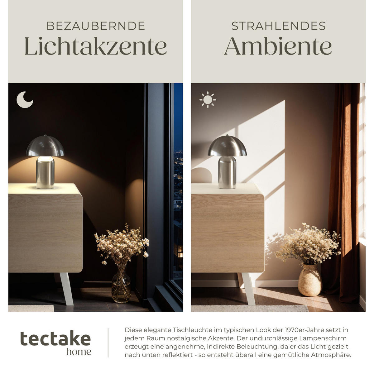 AKKU-TISCHLAMPE Kade,25 x 34 cm,Nickel matt - Nickelfarben, Metall (25/25/34cm) - tectake