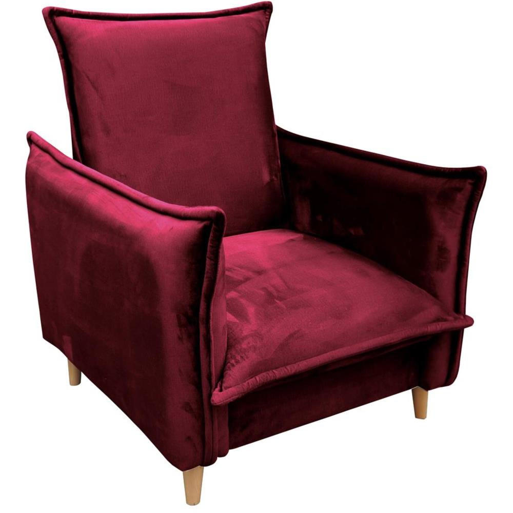RELAXSESSEL Pillow bordeaux mit Buchenbeinen - Bordeaux/Buchefarben, Textil (84/95/88cm) - Beautysofa