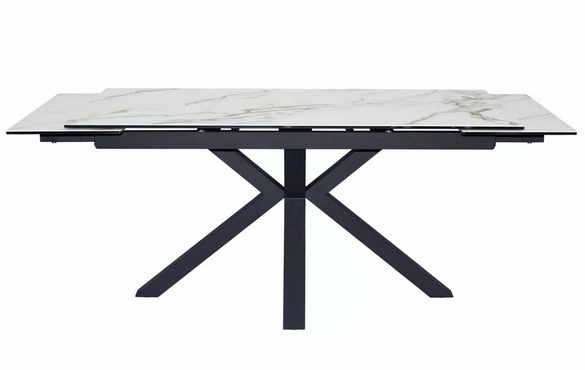 ESSTISCH Columbus Weiß Marmor / Schwarz Matt 160-240 / 90 / 76cm - Schwarz, Holz/Keramik (90/240/76cm) - Feldmann-Wohnen