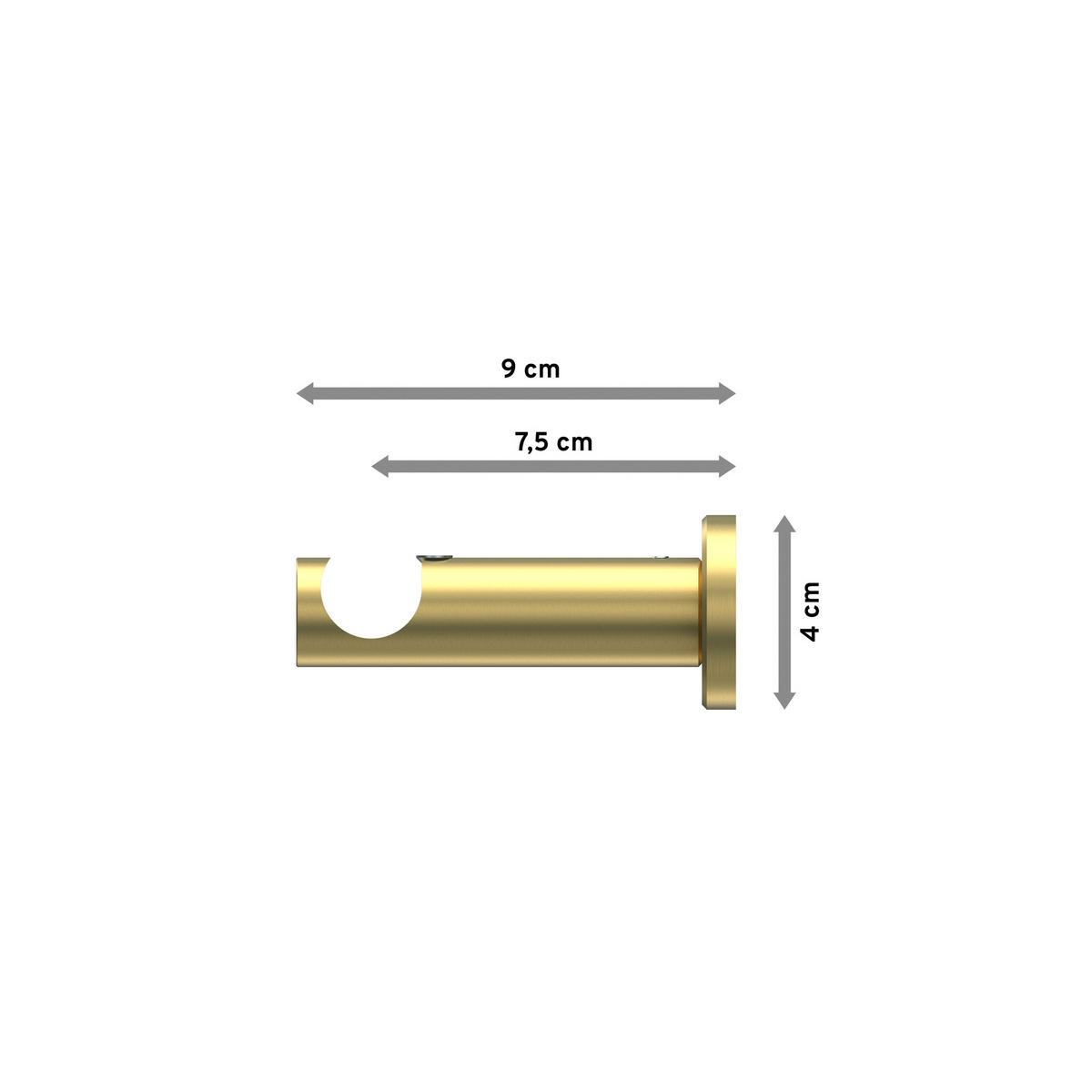 TRÄGER FÜR GARDINENSTANGEN 20 mm Ø, Platon 1-läufig, Messing-Optik - Messingfarben, Metall (9/4/4cm) - INTERDECO