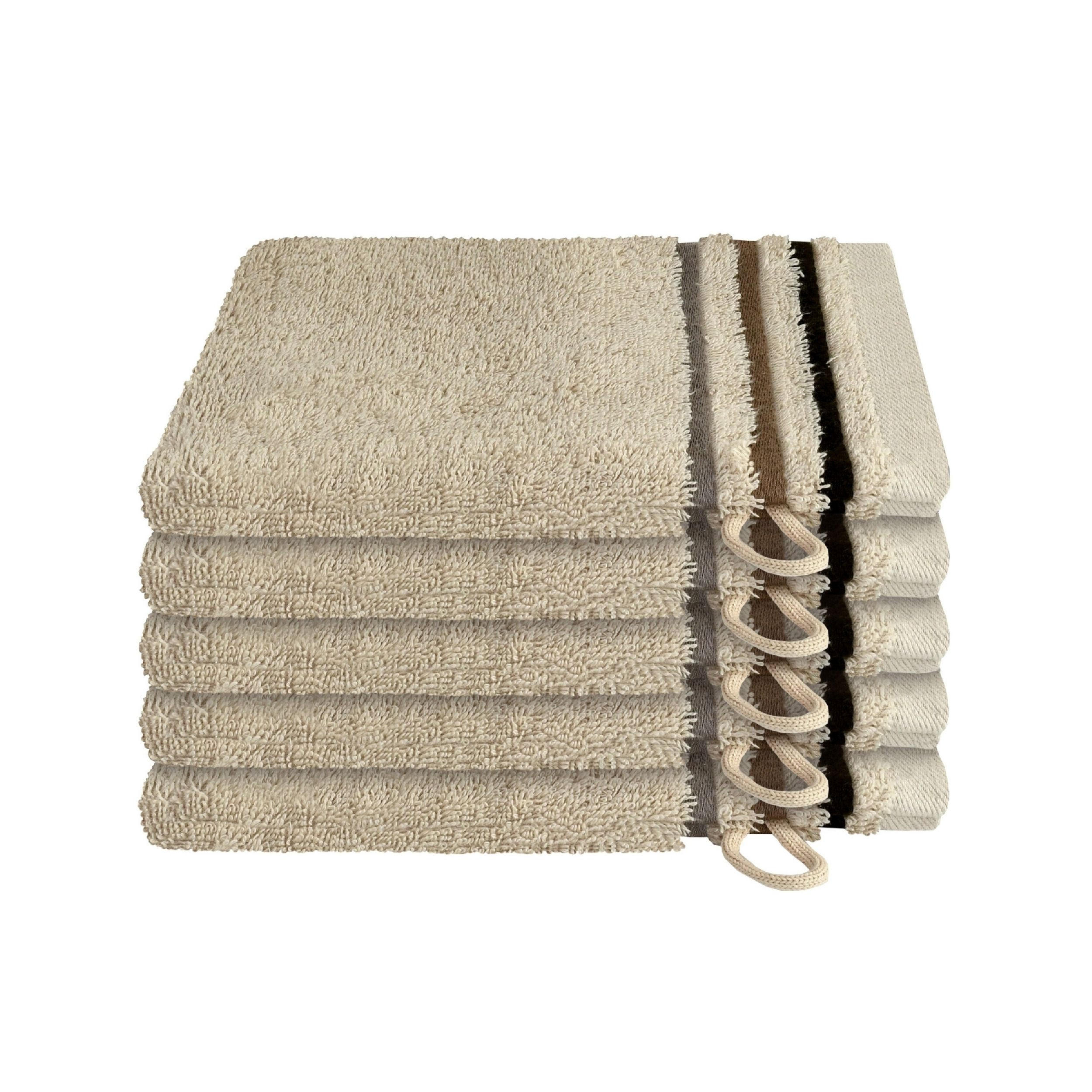 WASCHHANDSCHUHSET Skyline Color - 5-teilig - 16x22 cm - Sand - Sandfarben, Textil (16/22cm) - SCHIESSER