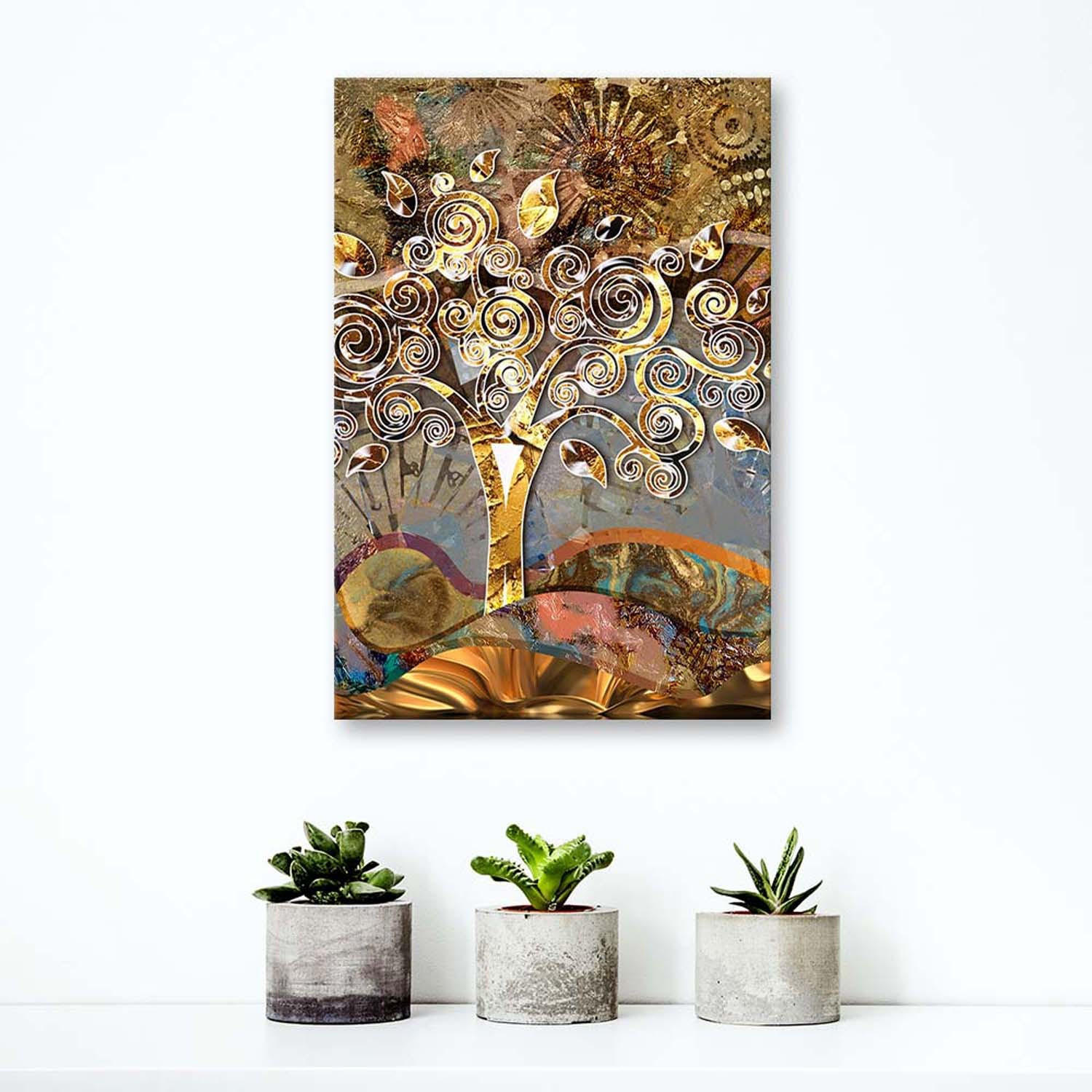 WANDBILD Baum der Liebe - G. Klimt Reproduktion 80x120cm - Goldfarben, Textil (80/120cm) - Feeby