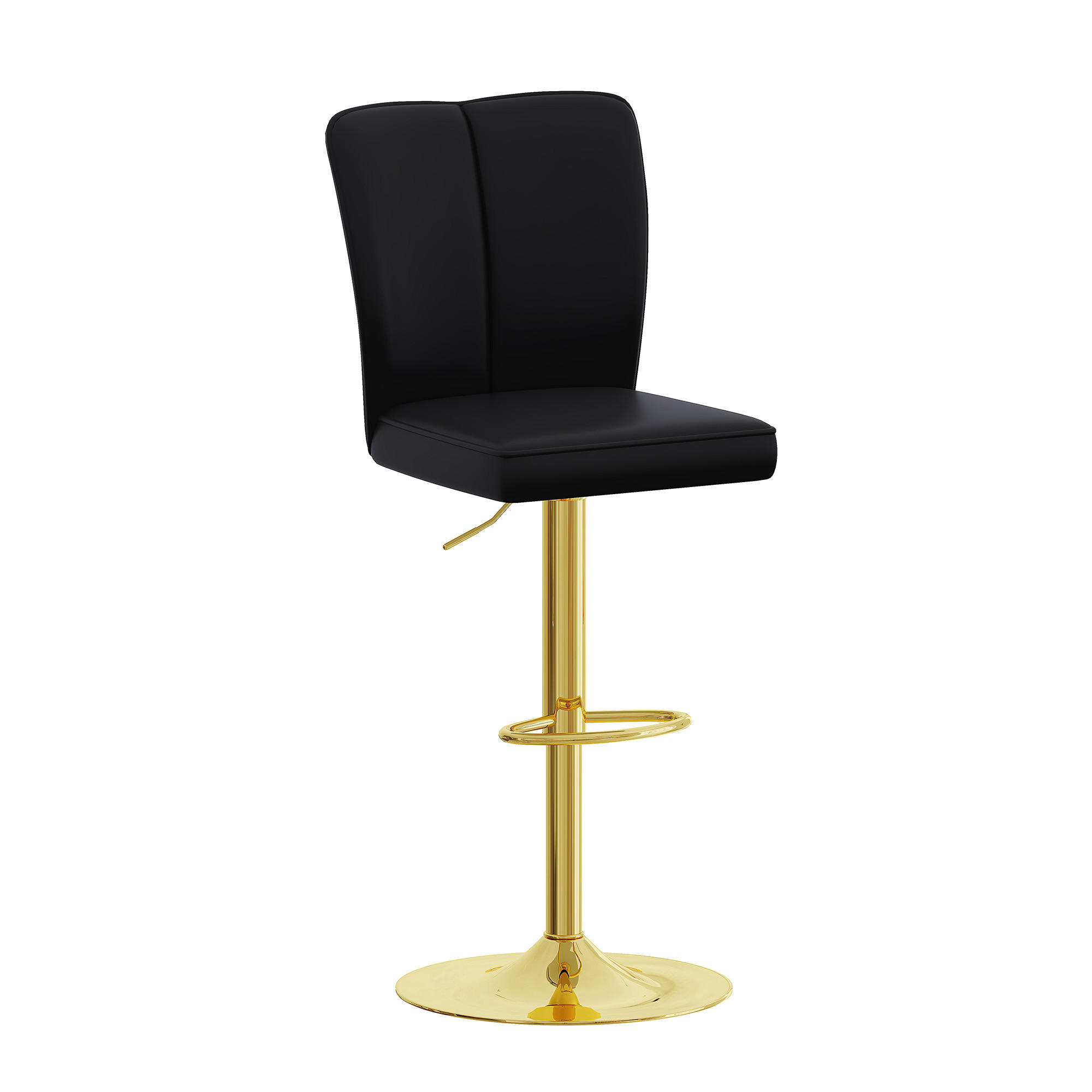 BARHOCKER 2er-Set Schwarz-Gold höhenverstellbar & 360° drehbar mit PU-Leder - Schwarz, Metall (44.5/95.5/44cm) - PANGIVO