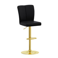 BARHOCKER 2er-Set Schwarz-Gold höhenverstellbar & 360° drehbar mit PU-Leder - Schwarz, Metall (44.5/95.5/44cm) - PANGIVO