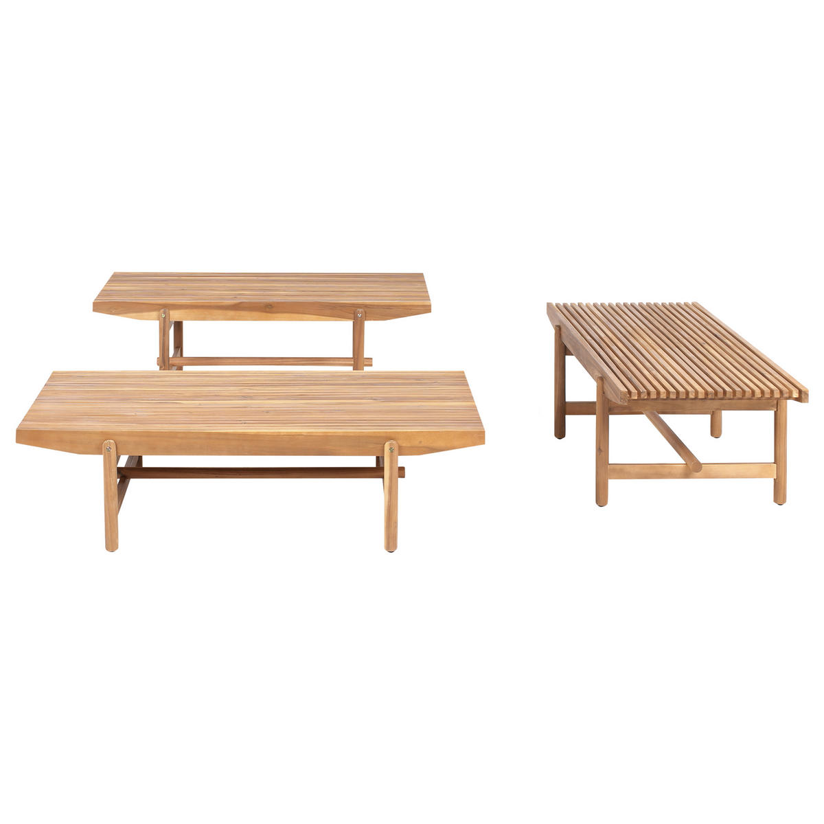 LOUNGE-SET 2-Sitzer Heller Holzfarbton Giaveno - Hellbraun/Weiß, Holz - Beliani