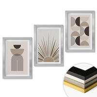 WANDBILDER 3er Set - 20x30 cm Silberner Rahmen - Abstrakte Formen beige braun - Silberfarben, Kunststoff (20/30cm) - ArtPrintCave