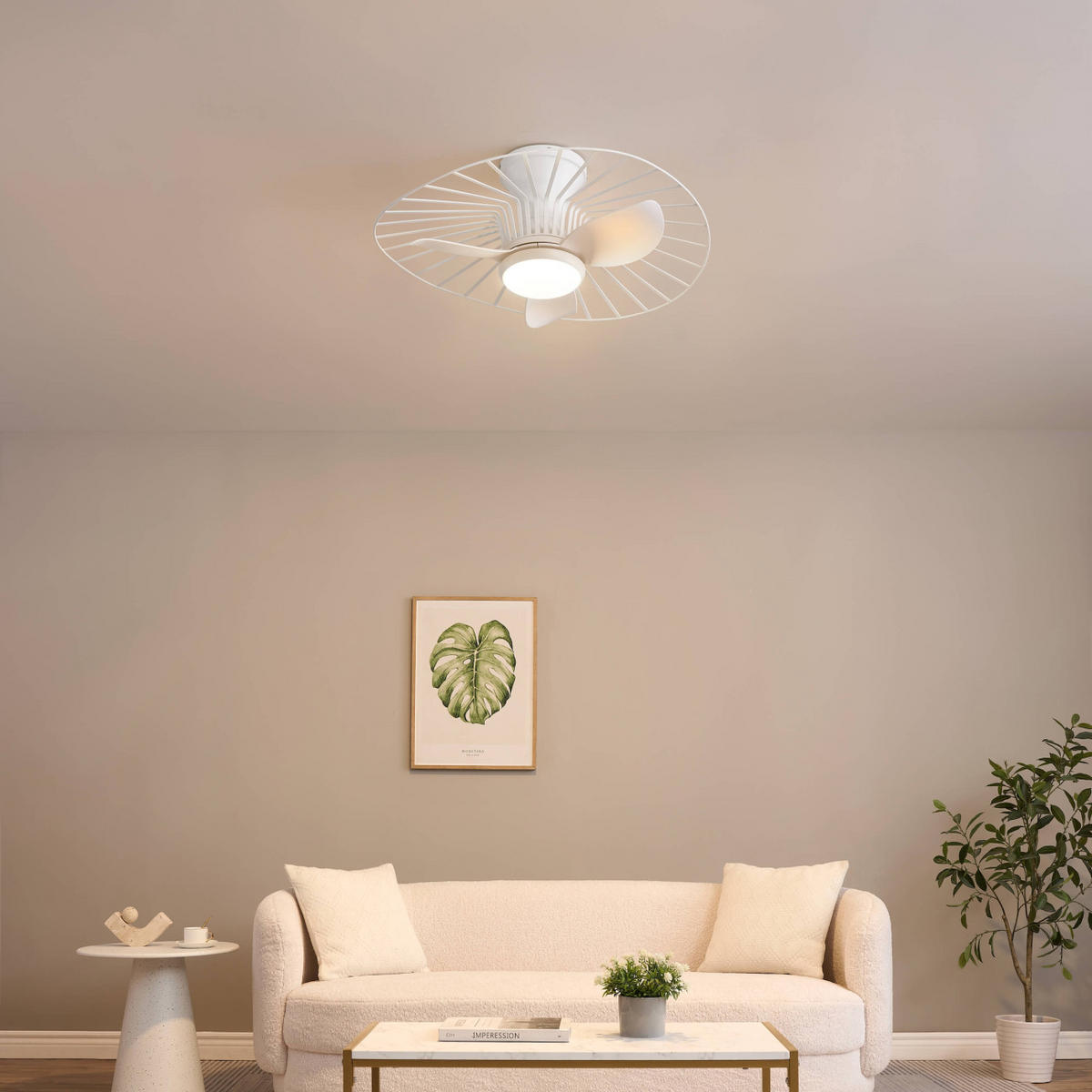 LED-DECKENVENTILATOR Melvin, Weiß, 23cm, Dimmbar - Weiß, Metall (23/66/23cm) - KOSILUM