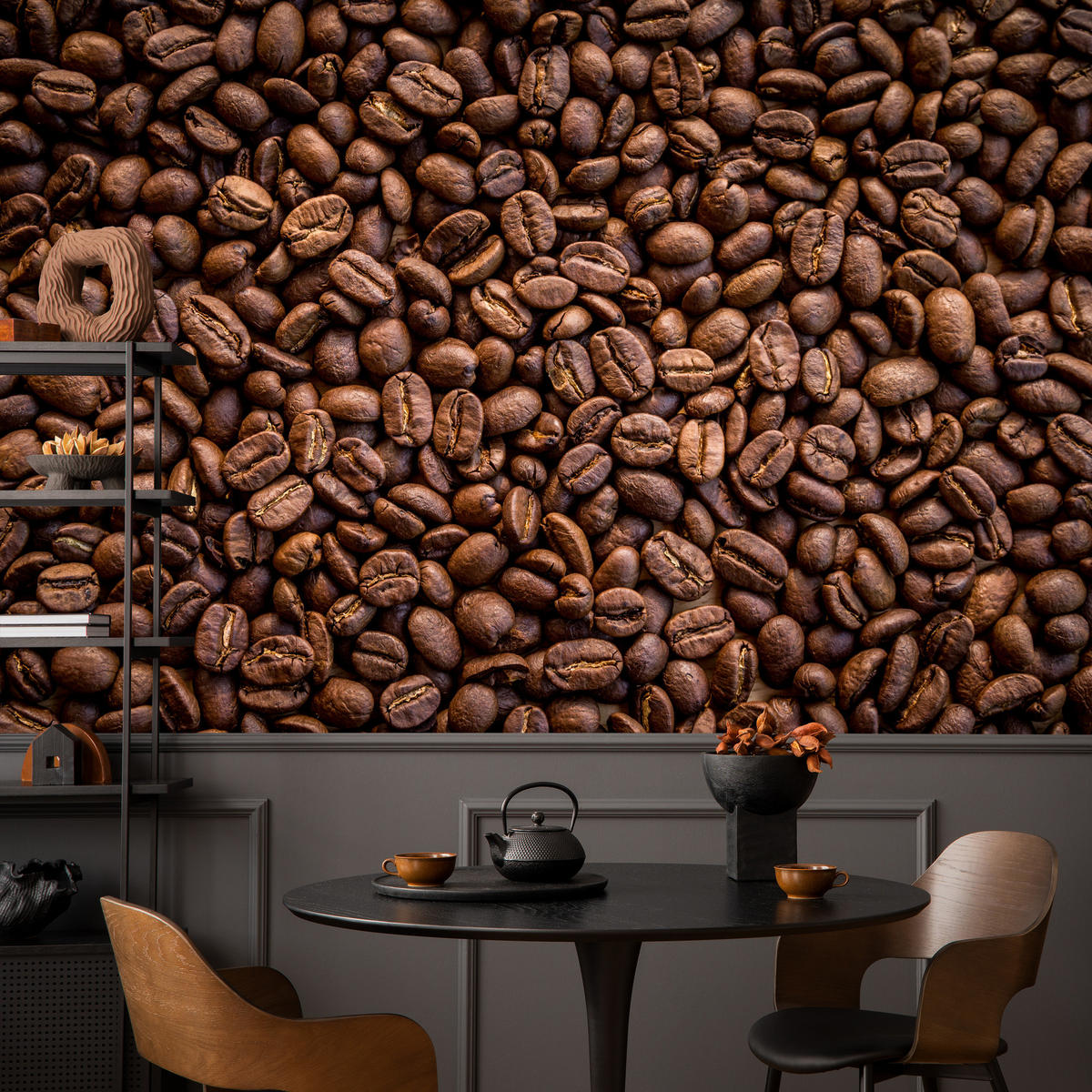 FOTOTAPETE für Esszimmer Kaffee Kaffeebohnen 3D 200x140 - Braun, Papier (200/140cm) - Muralo
