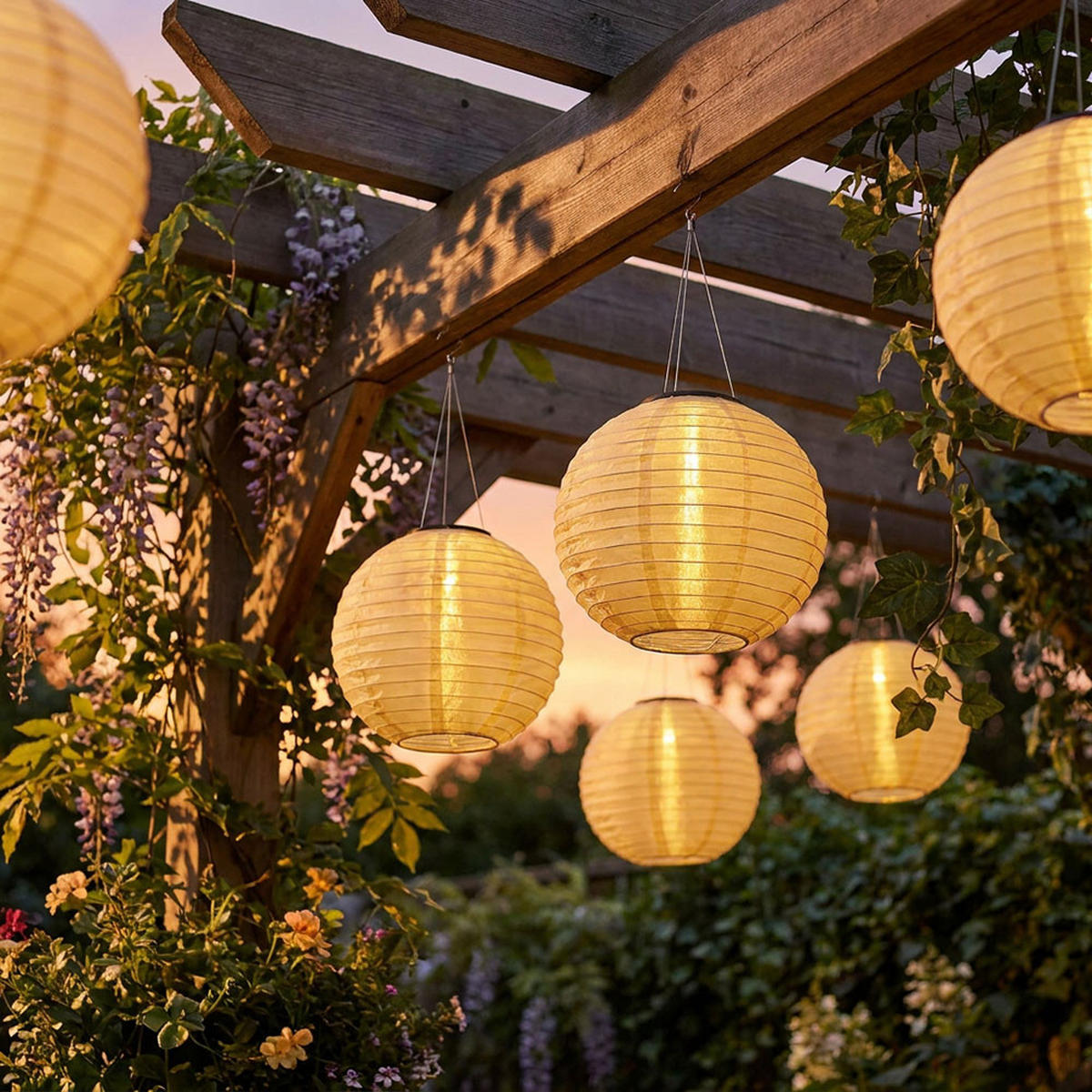 LED AUSSENLEUCHTE Lampion Beige 3er Set - Beige, Metall (30/30/55cm) - Globo Lighting