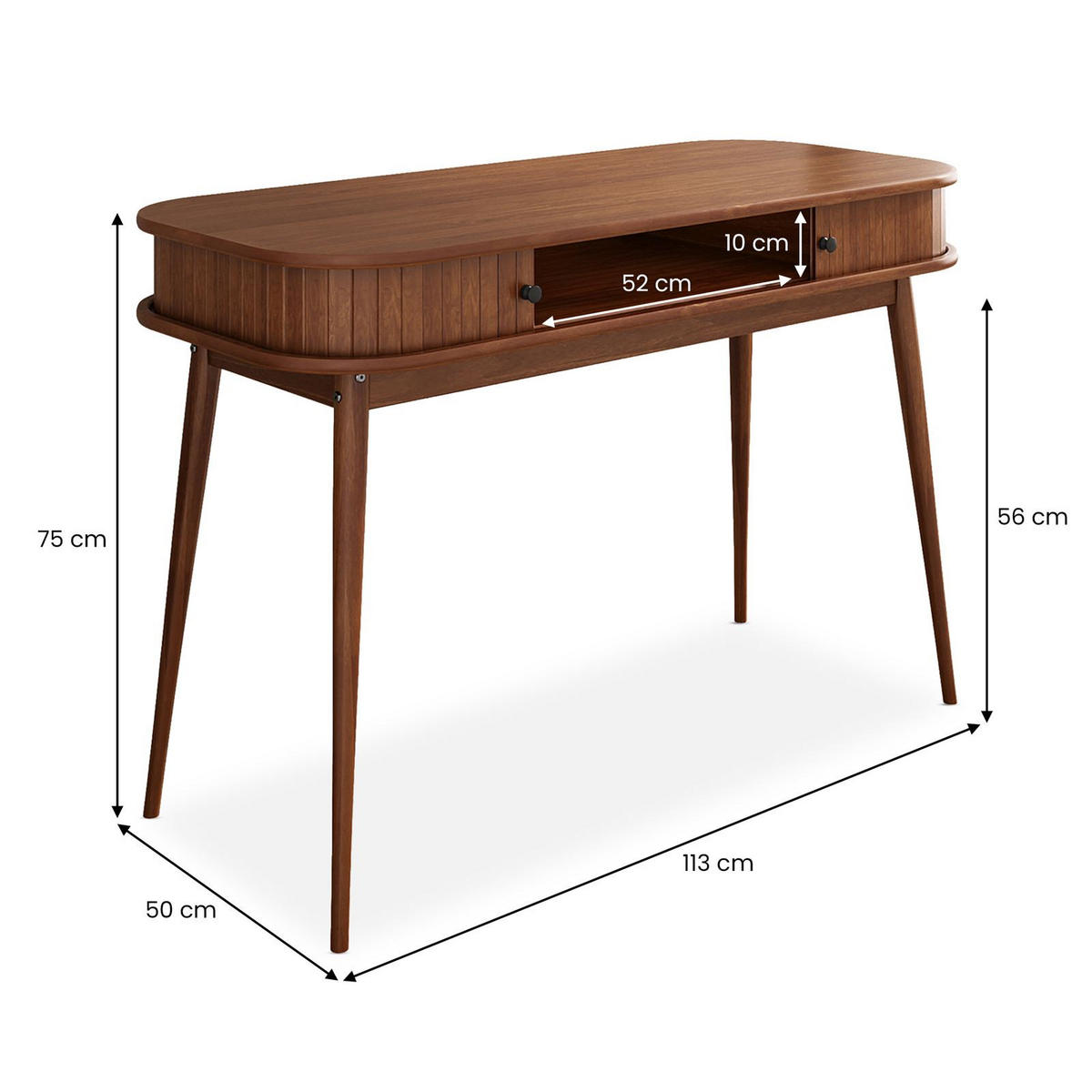 SCHREIBTISCH JARI - Kastanienfarben, Holz (50/113/75cm) - IDIMEX