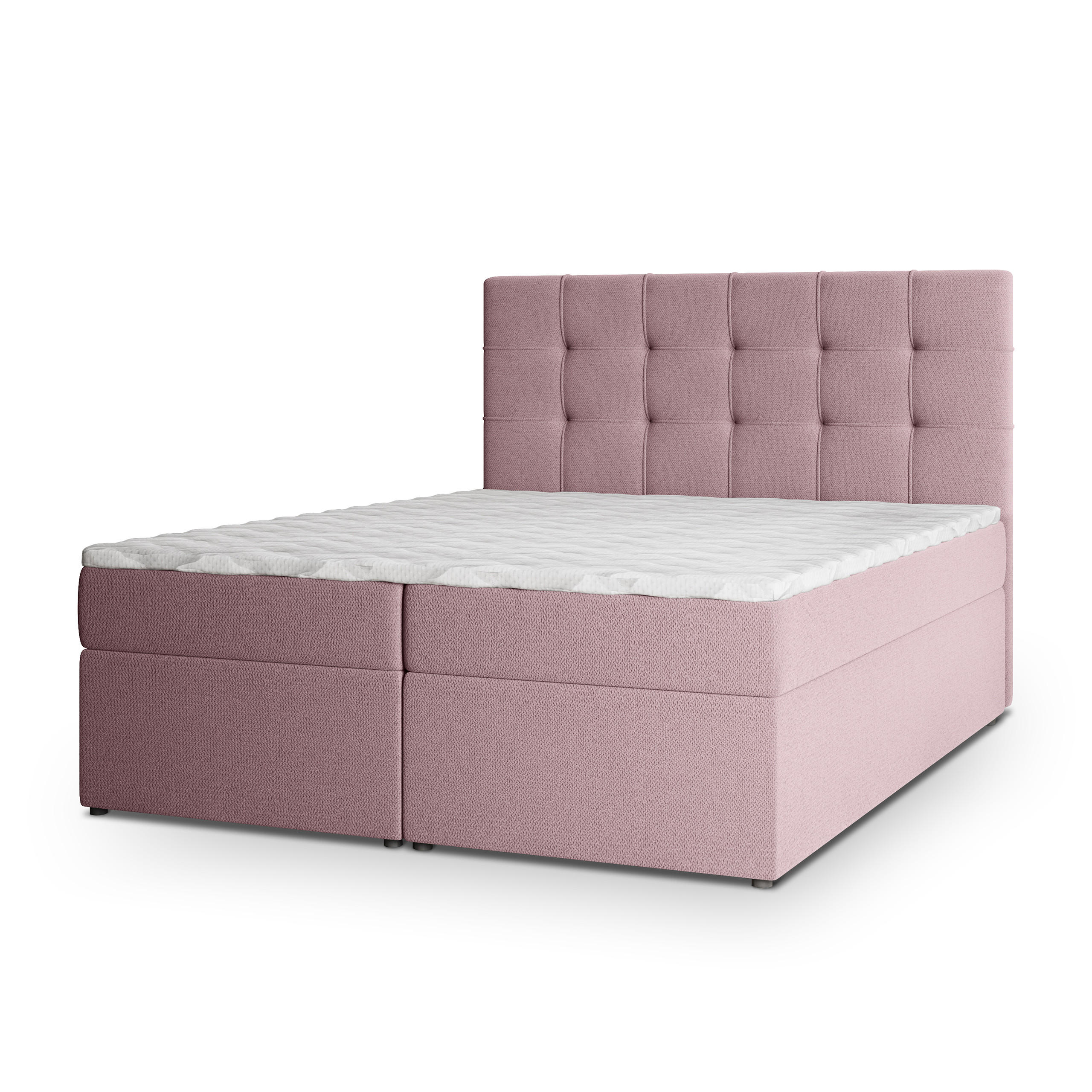 BOXBETT PALMA 180x200 cm mit Matratze und Topper, H2+H3 - Rosa - Rosa, Holz (180/200cm) - MASSENO