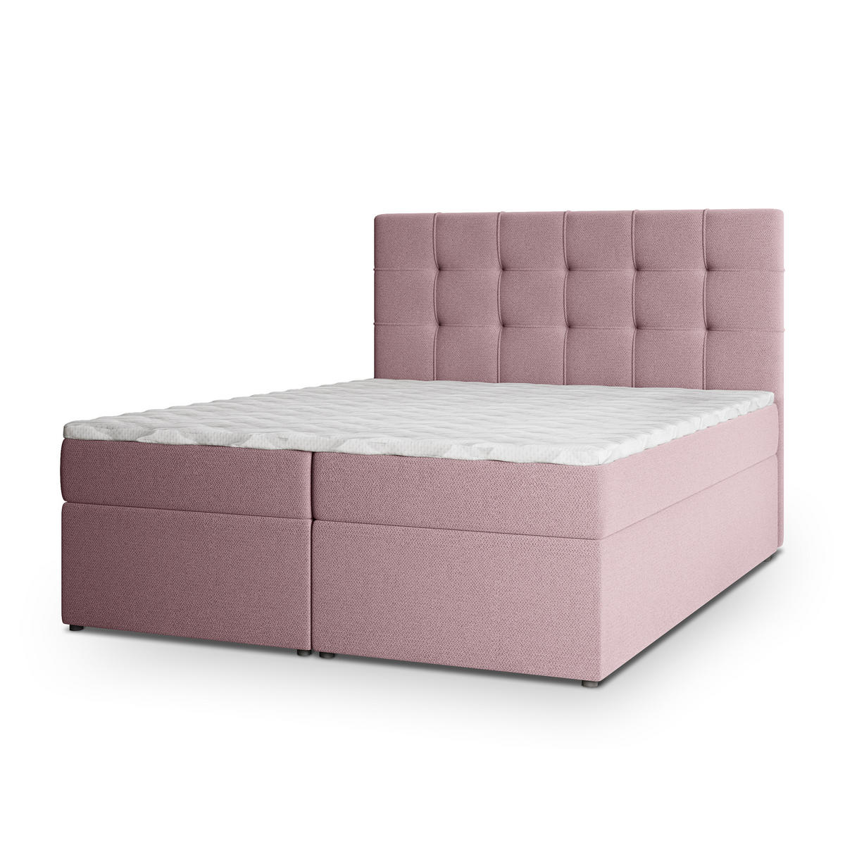 BOXBETT PALMA 180x200 cm mit Matratze und Topper, H2+H3 - Rosa - Rosa, Holz (180/200cm) - MASSENO