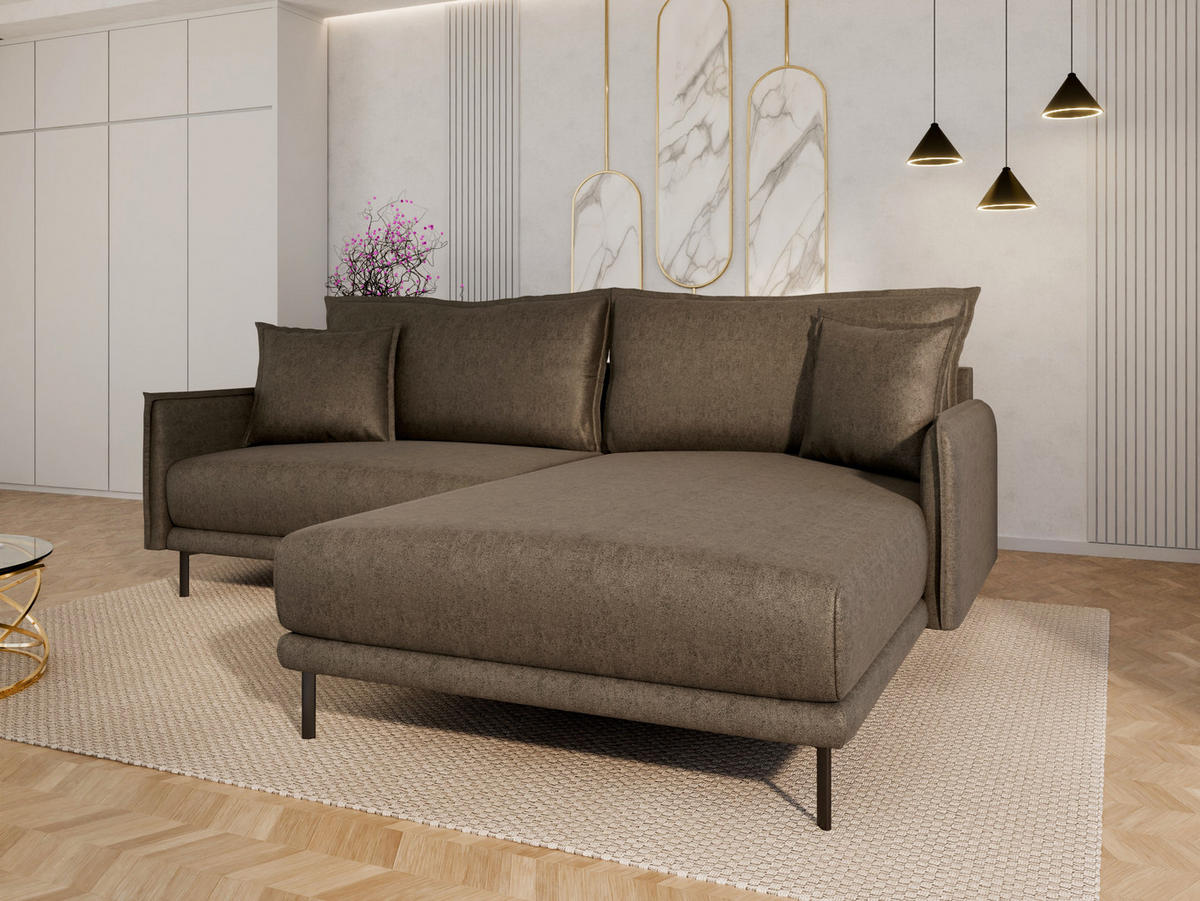 ECKSOFA Selva – modernes Design trifft auf höchsten Komfort, Braun - Braun, Holz (246/190cm) - Panda Möbel