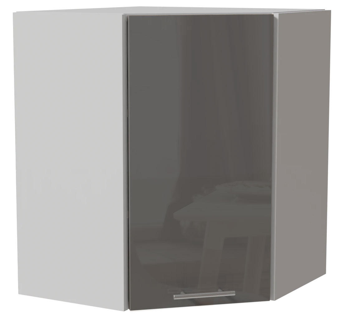 ECKHÄNGESCHRANK Essen W10/60 Grau Hochglanz / Weiß Matt 60 / 60 / 72cm - Weiß/Grau, Holz/Holzwerkstoff (60/72/60cm) - Feldmann-Wohnen