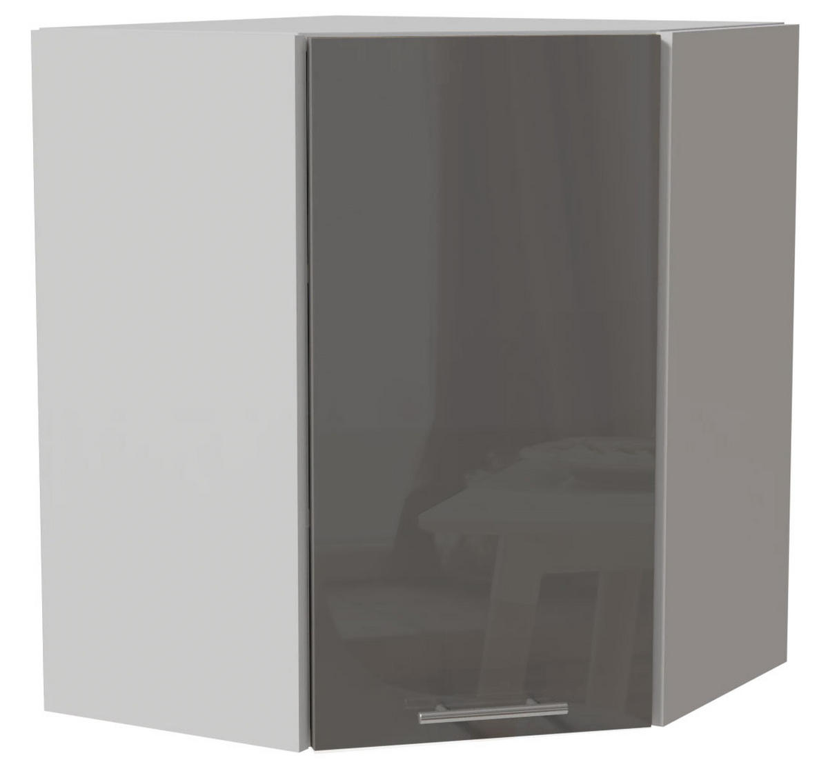 ECKHÄNGESCHRANK Essen W10/60 Grau Hochglanz / Weiß Matt 60 / 60 / 72cm - Weiß/Grau, Holz/Holzwerkstoff (60/72/60cm) - Feldmann-Wohnen