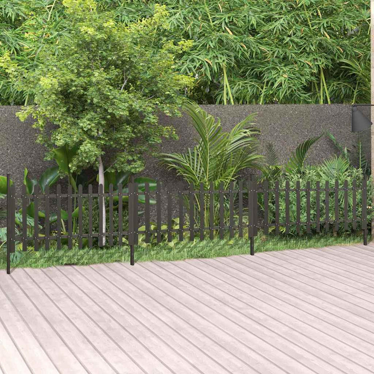 LATTENZAUN Mit Pfosten 3Er Set Wpc 614/80 Cm - Grau, Holzwerkstoff (3/116cm) - vidaXL