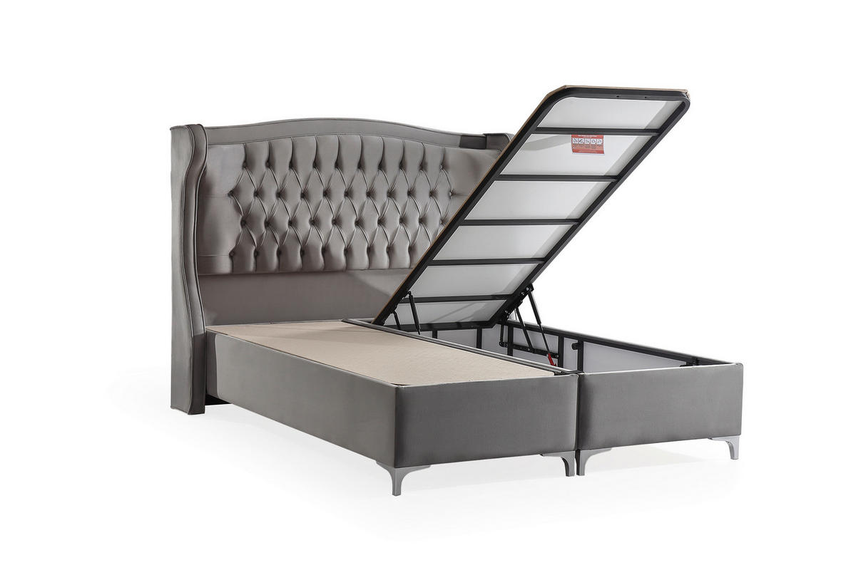 POLSTERBETT Sidelya 150x200 Grau - Grau, Metall (150/200cm) - Villa Möbel