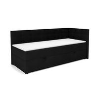 BOXBETT FAVIO 100/200 in Velours Schwarz H3 - Dunkelblau, Holz/Holzwerkstoff (100/200cm) - Deine Möbel 24