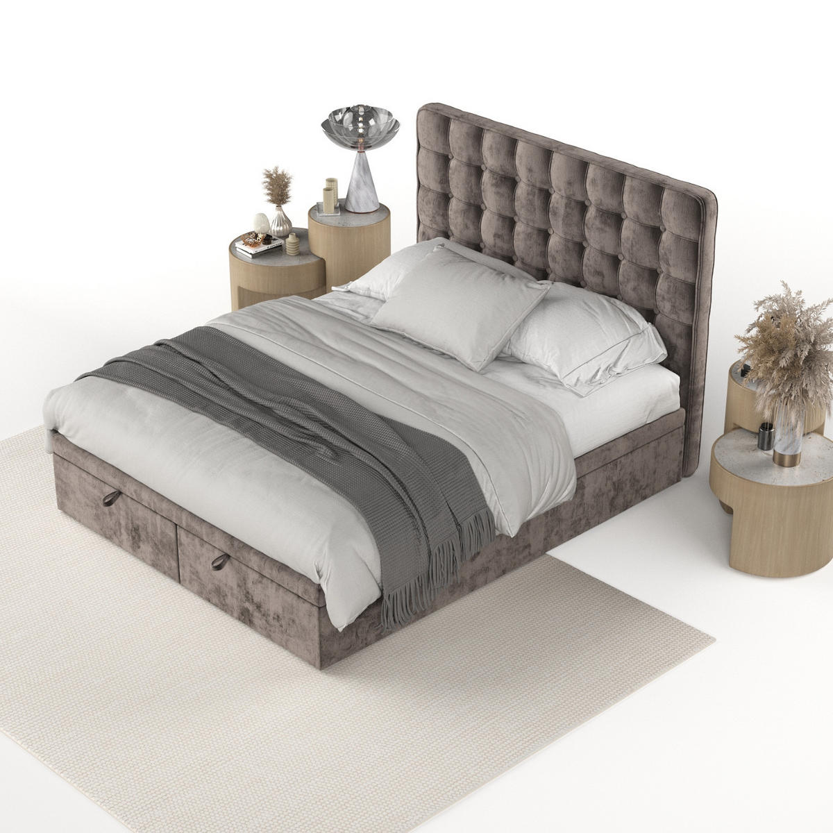 POLSTERBETT Celestia mit Stauraum 120/200 cm Braun im Lotta Stoff - Schwarz/Braun, Holz/Holzwerkstoff (120/200cm) - AltaBeds