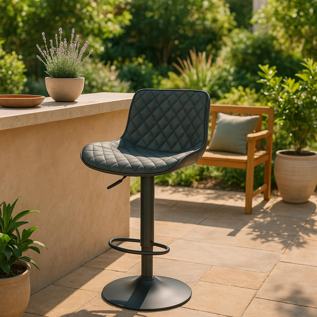 BARHOCKER Minerva Kunstleder schwarz - Schwarz, Kunststoff/Metall (48/105/54cm) - TPFLiving