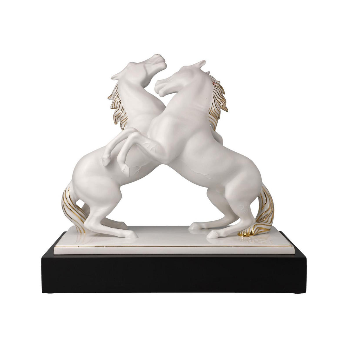 DEKOFIGUR PFERDE ARTISTE ER ALEGRIA Studio 8 Chevaux weiß-gold 32 cm - Goldfarben/Weiß, Keramik (16.5/29/32cm) - Goebel