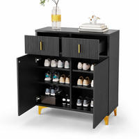 SIDEBOARD aus Spanplatte 83x35x101 cm Schwarz mit 2 Schubladen und verstellbaren Einlegeböden - Schwarz, Holzwerkstoff (83/101/35cm) - IVMEU