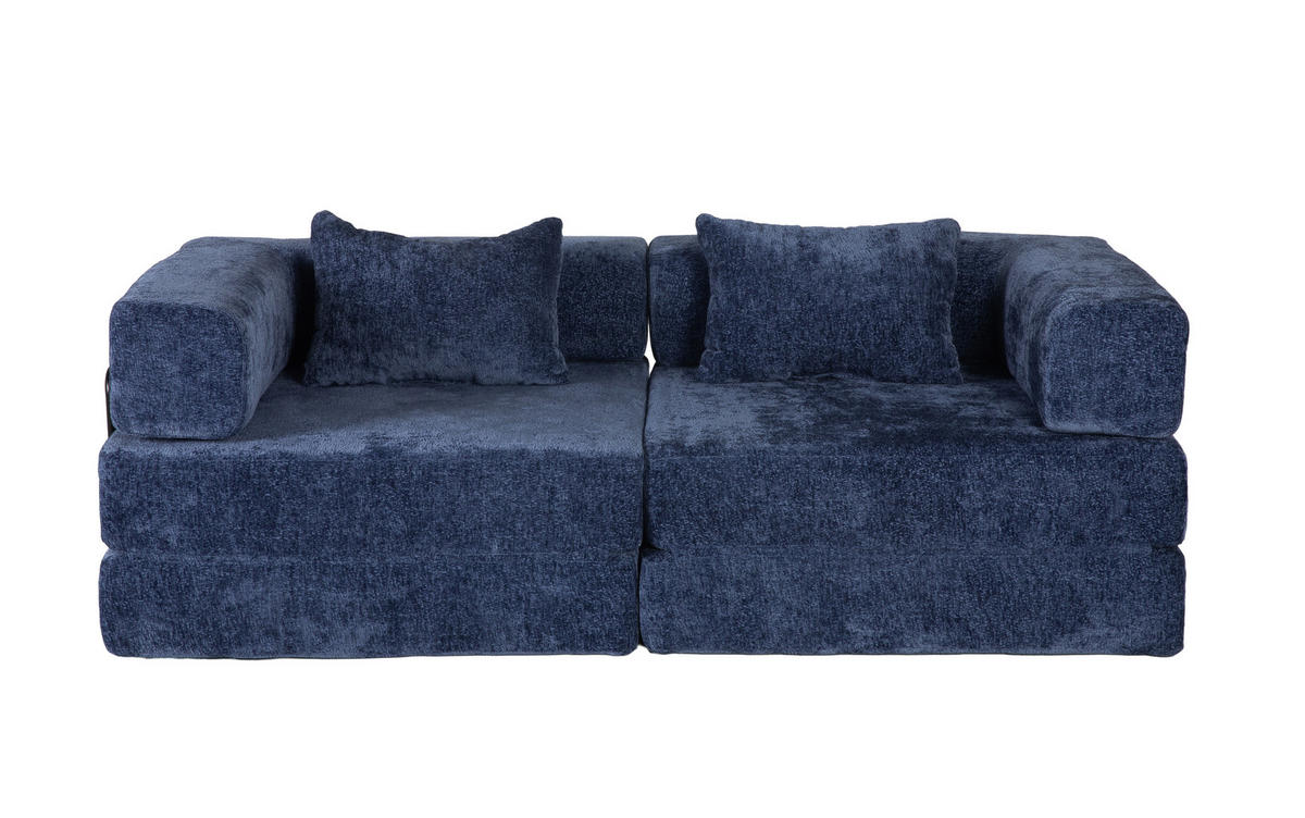 SCHLAFSOFA 2-in-1 faltbar mit Formrahmen, DE-42526, Dunkelblau - Dunkelblau, Textil (200/63/100cm) - ComfortXL