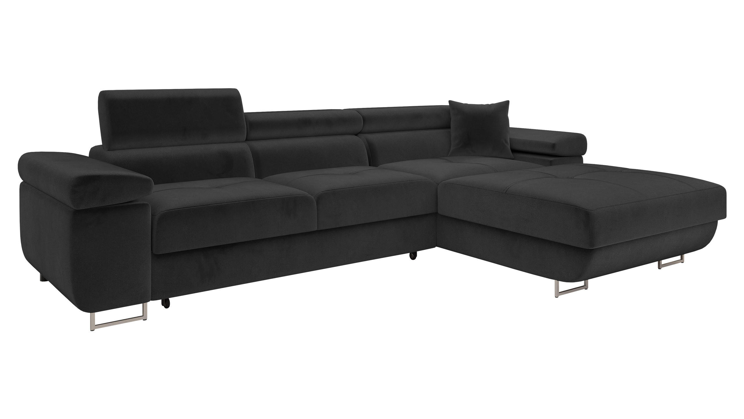 ECKSOFA Torezio Mini, Seite: Rechts - Schwarz, Holz/Textil (280/170cm) - MIRJAN24